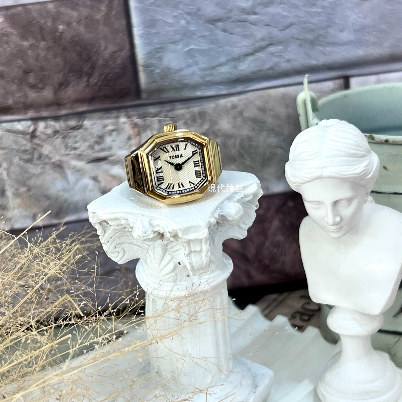 【FOSSIL】Harlow Watch Ring 永恆八芒金色錶戒 ES5446 16mm 現代鐘錶