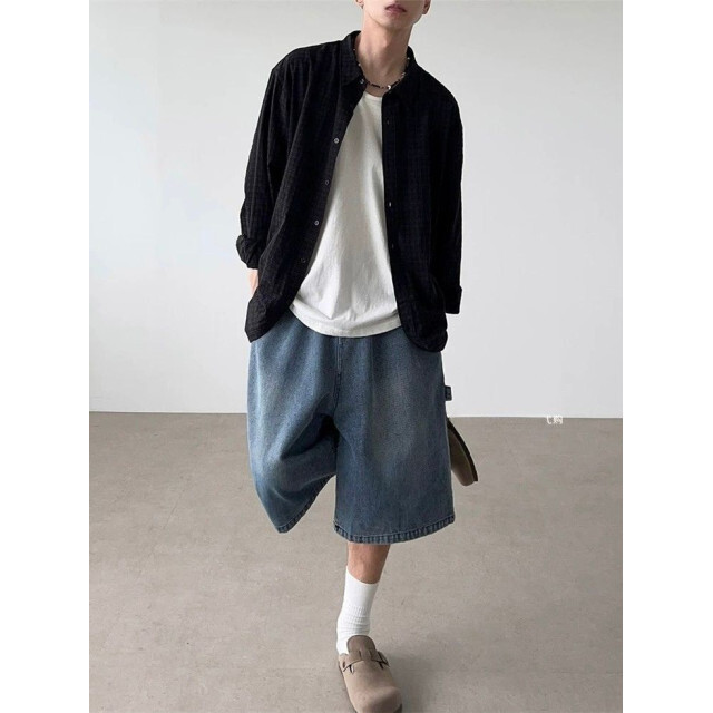 XIN OUTLET 韓國 洗舊 畫家 丹寧 短褲 兩色