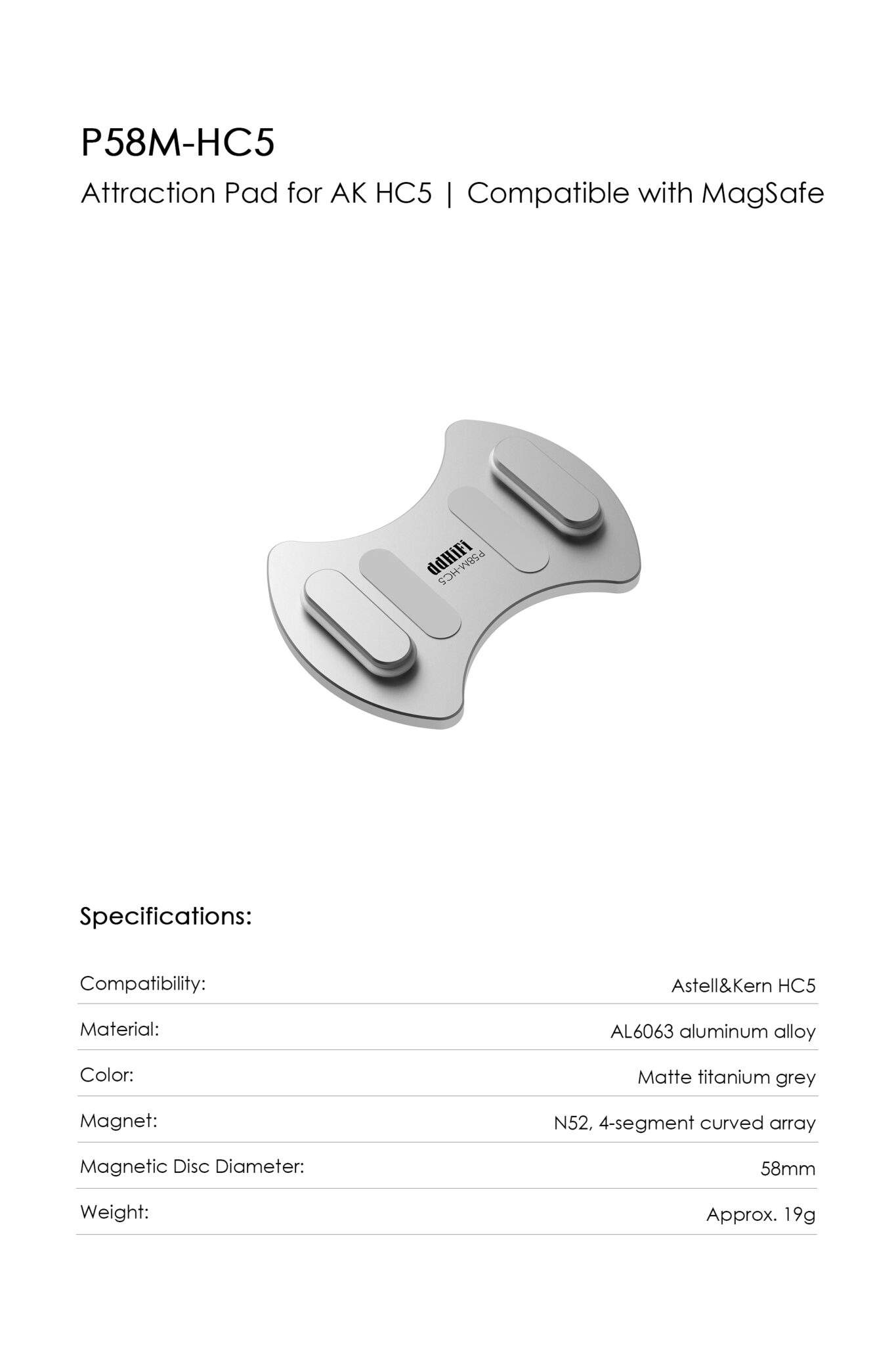 P58M-HC5 Attraction Pad for AK HC5 | Compatible with MagSafe