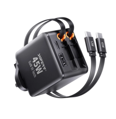 DG011 SuperV 45W 4合1 GaN 伸縮線充電器 黑色 雙 Type-C (G46-UK11-TC)