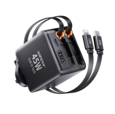 DG010 SuperV 45W 4合1 GaN 伸縮線充電器 黑色 Type-C + Lightning (G46-UK11-TL)