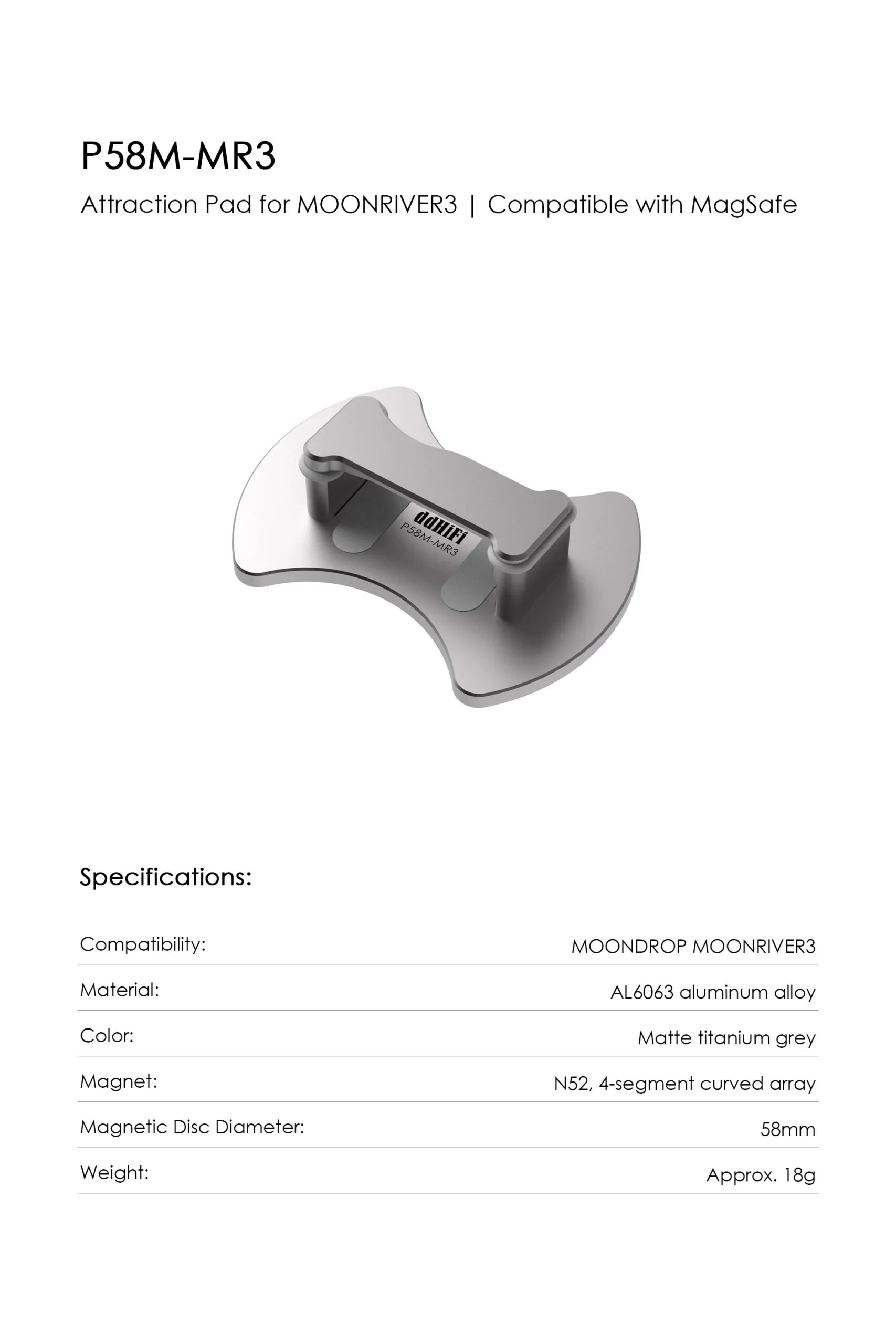 P58M-MR3 Attraction Pad for MOONRIVER3 | Compatible with MagSafe