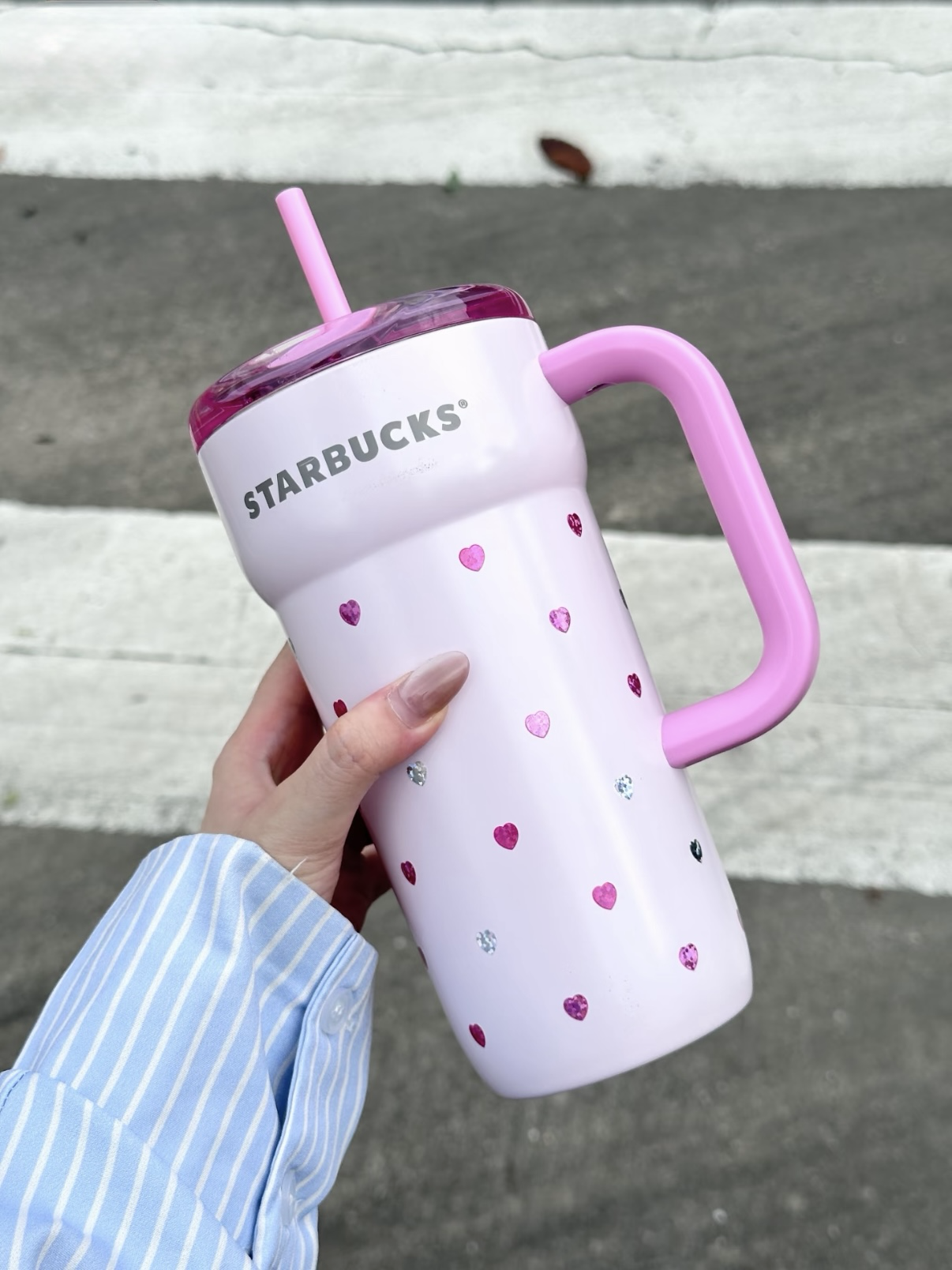 （預購）STARBUCKS 星巴克 國外限定🦋七夕愛心滿版水杯 不鏽鋼 冰霸杯