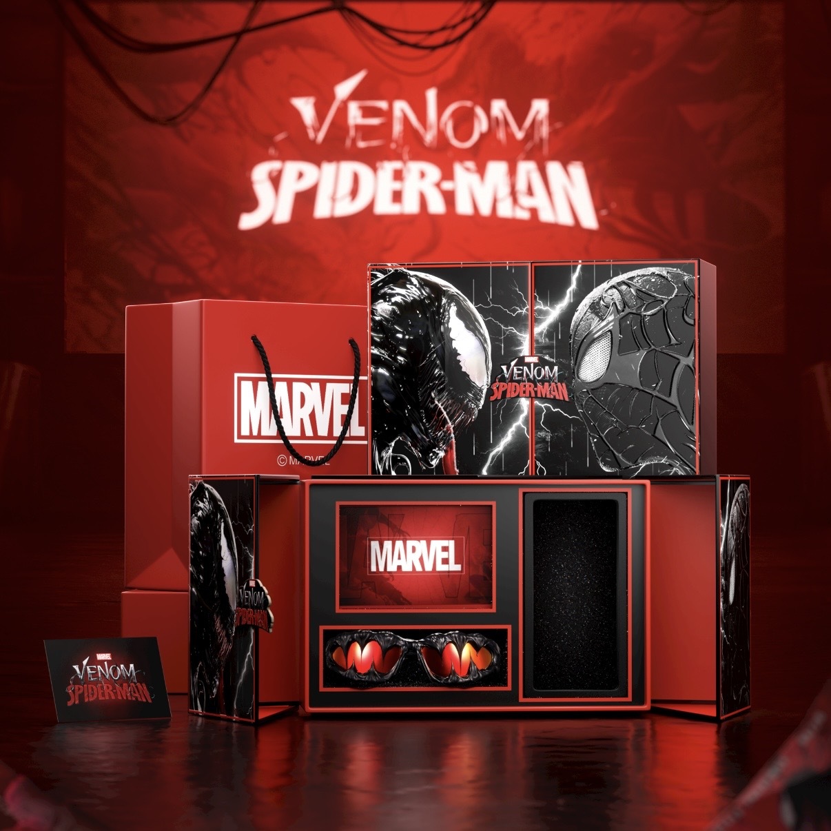 🕷️ DISNEY X MARVEL 迪士尼 漫威 猛毒 黑曜石 纏繞式 拼接十字架 四芒星 項鍊 墨鏡 海報 禮盒 官方正版授權 / 預購