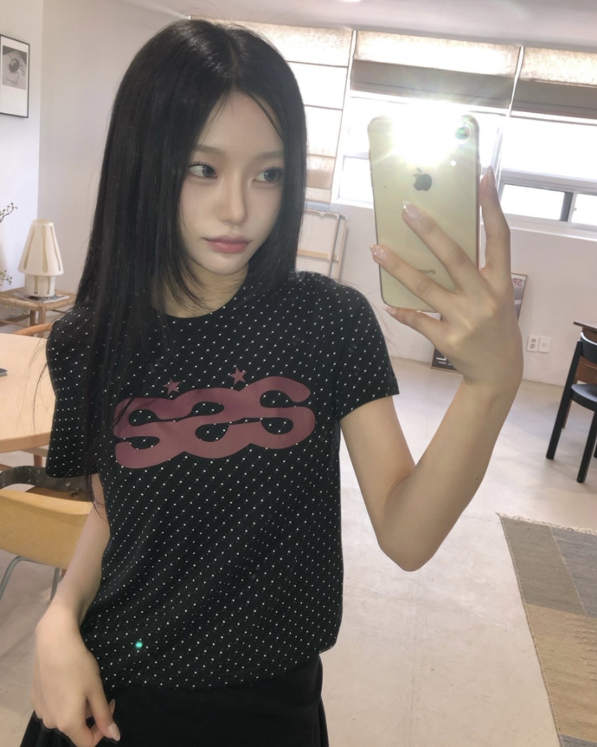 <尾貨出清>XIN OUTLET 韓國 波點 印刷 短袖 二色