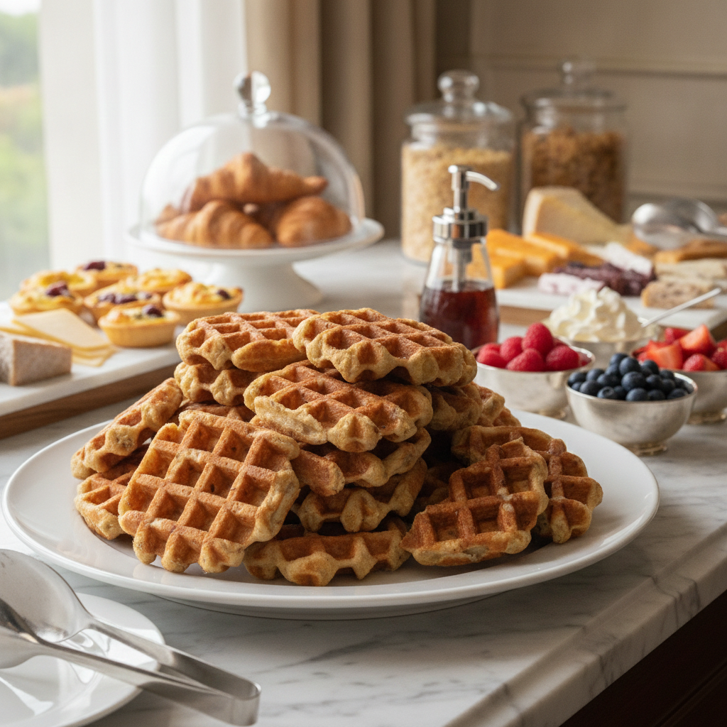 Belgian liagewaffles at a Malaysian hotel breakfast buffet