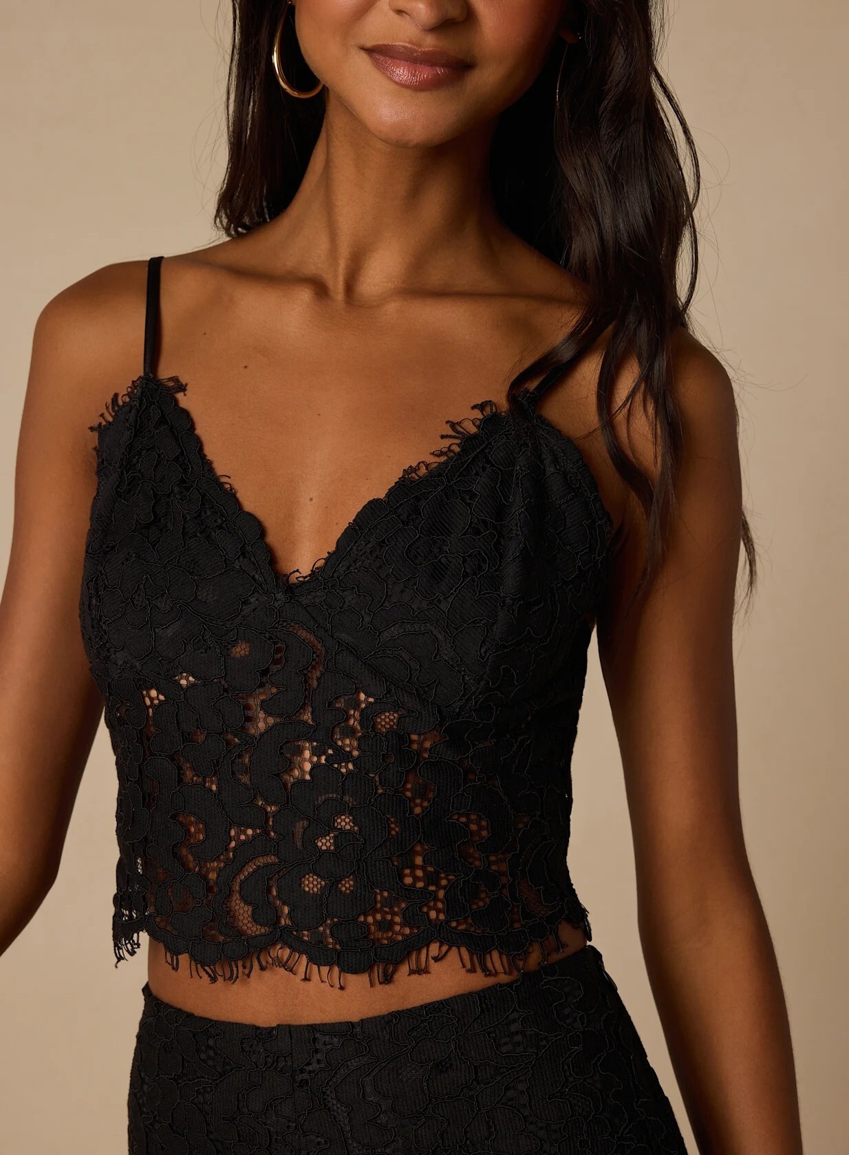 Black Lace美國黑色刺繡蕾絲Cami短上衣