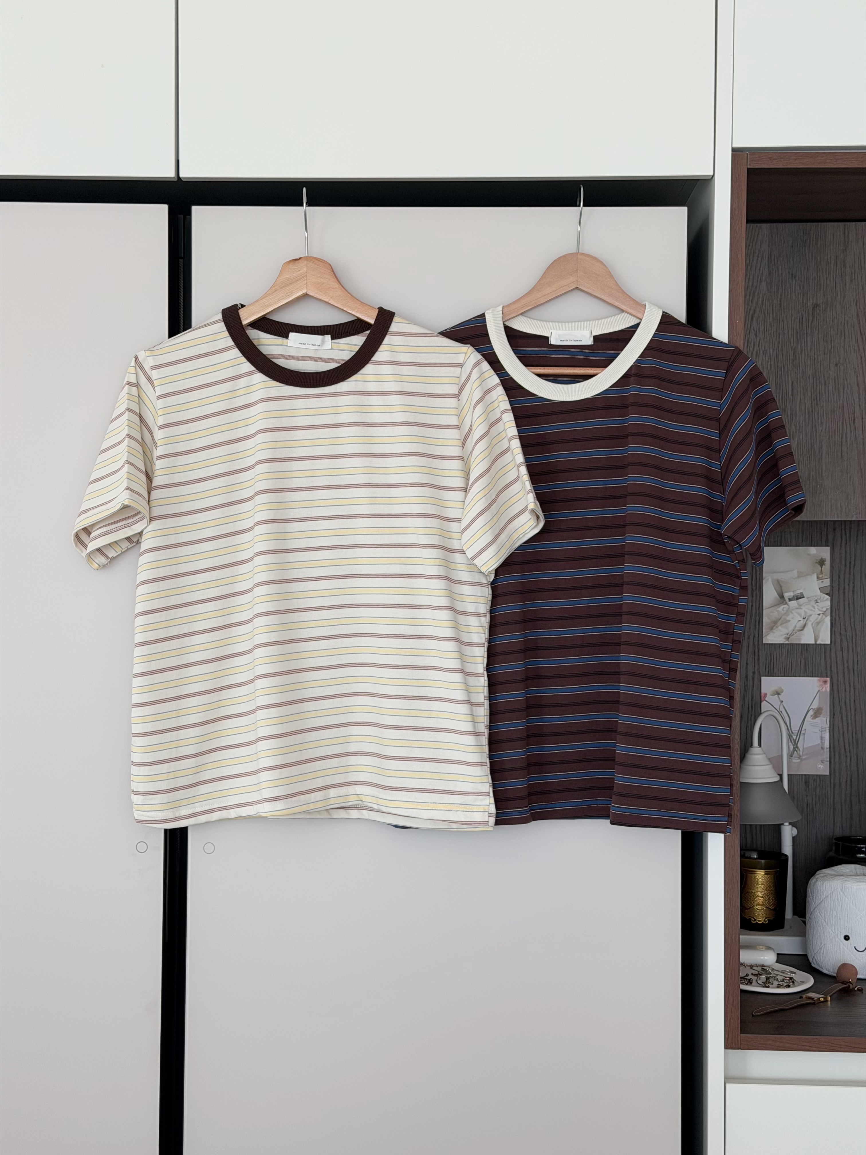 KR670 韓系拼色橫間TEE-2色