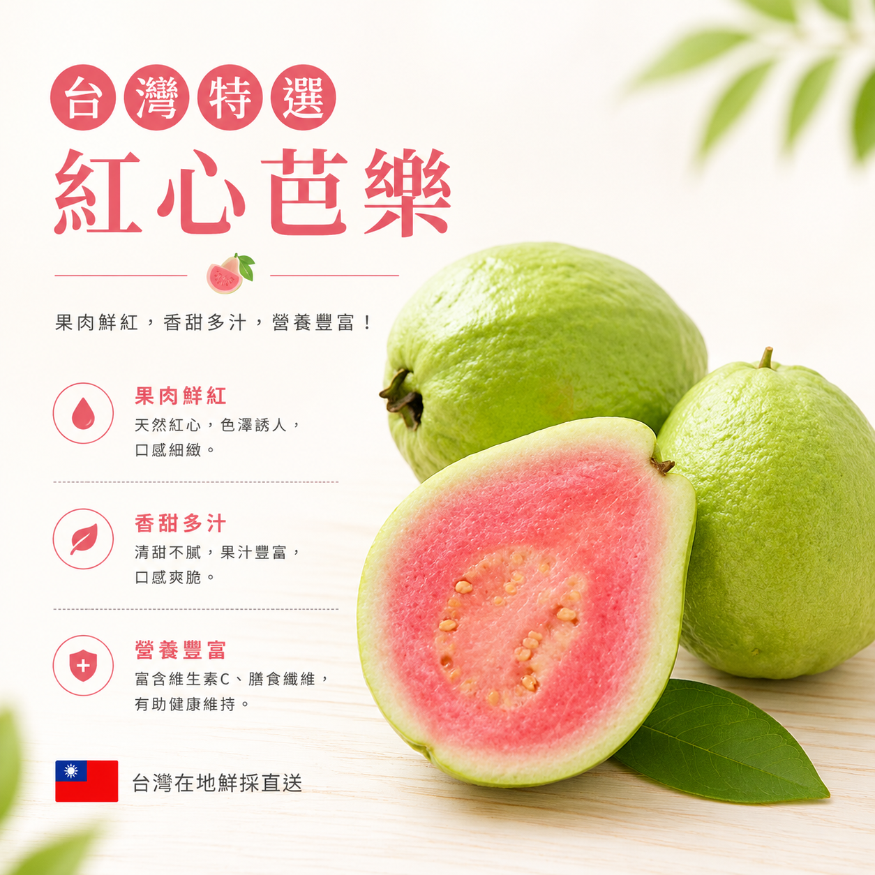 台灣粉紅芭樂(2個)