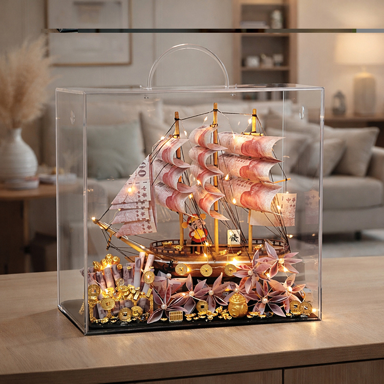 發財花帆船鈔票,一帆風順禮盒, successfully boat gift box