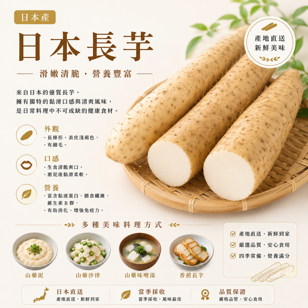 日本長芋(550-650G)(切半出貨)-1個
