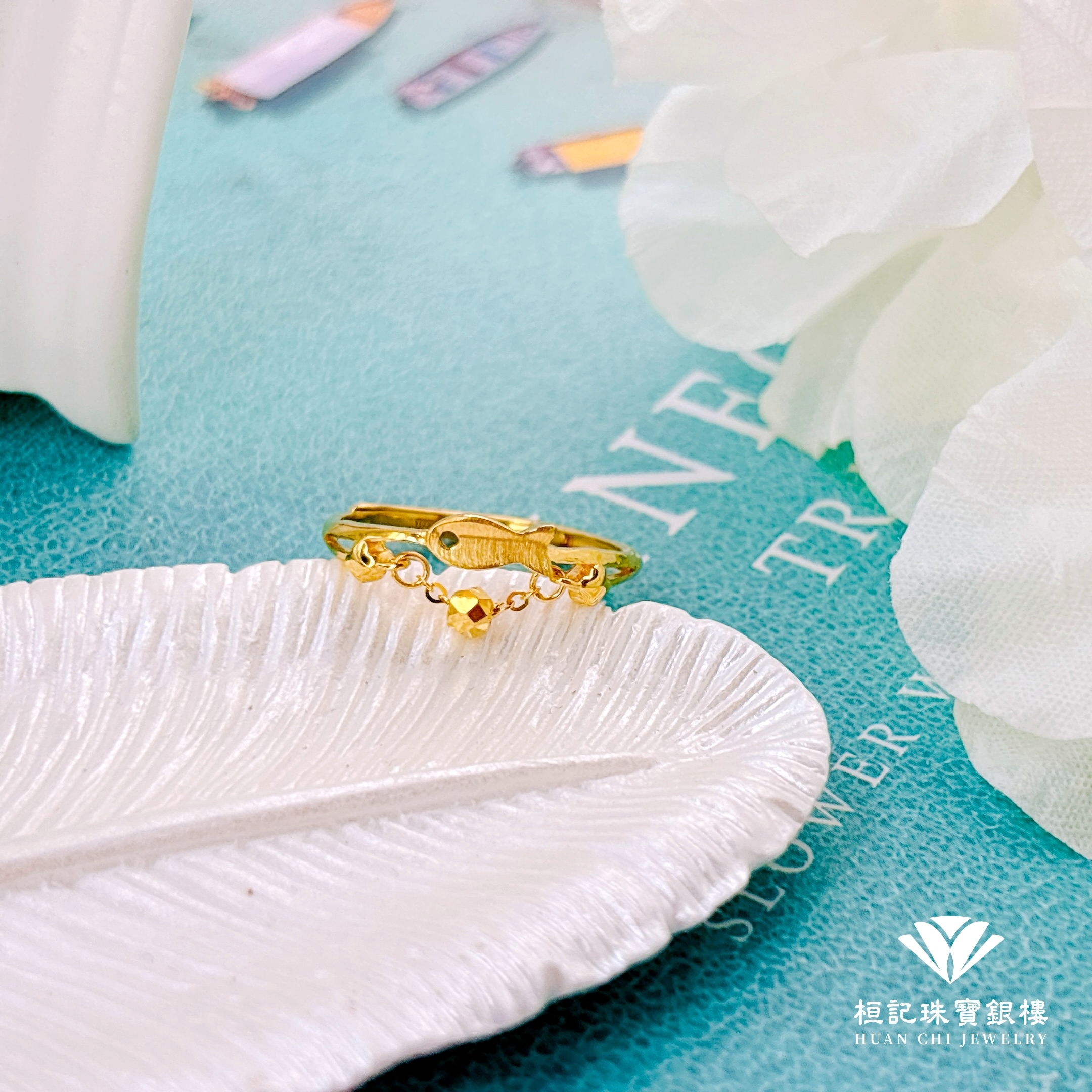 24K Gold Ring - Little Fish Bubble Gold Ring