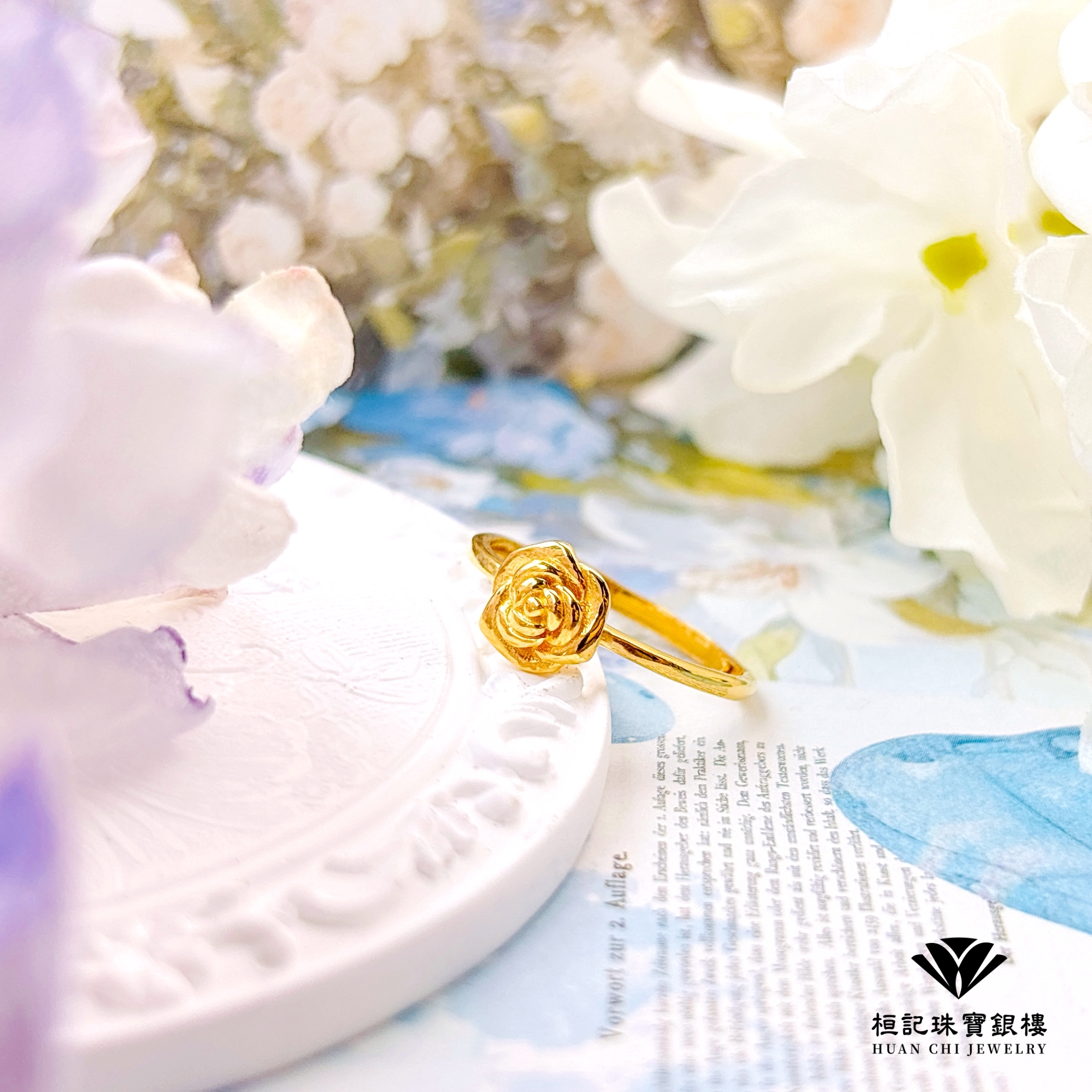 24K Gold Ring - Classic Rose Pure Gold Ring