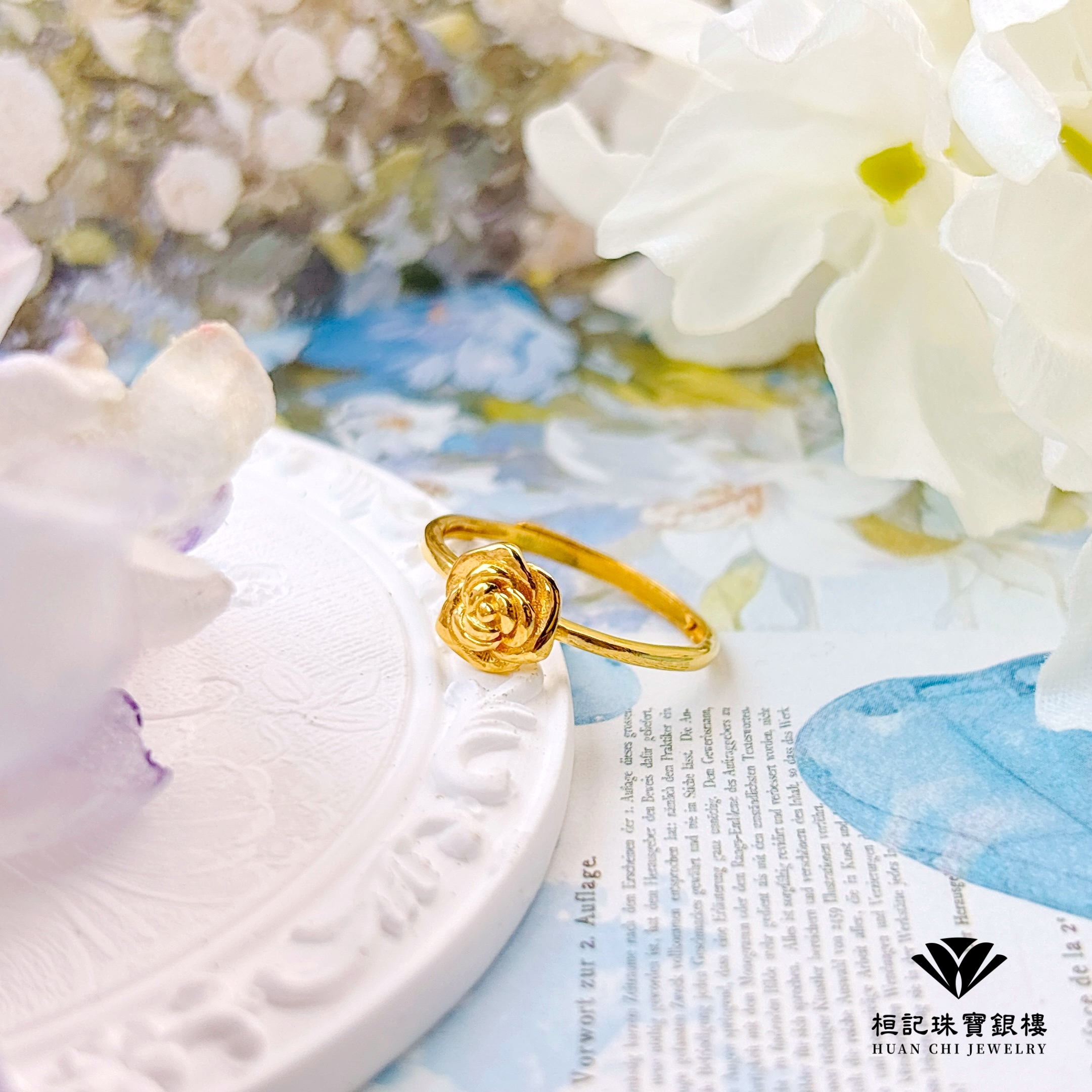 24K Gold Ring - Classic Rose Pure Gold Ring