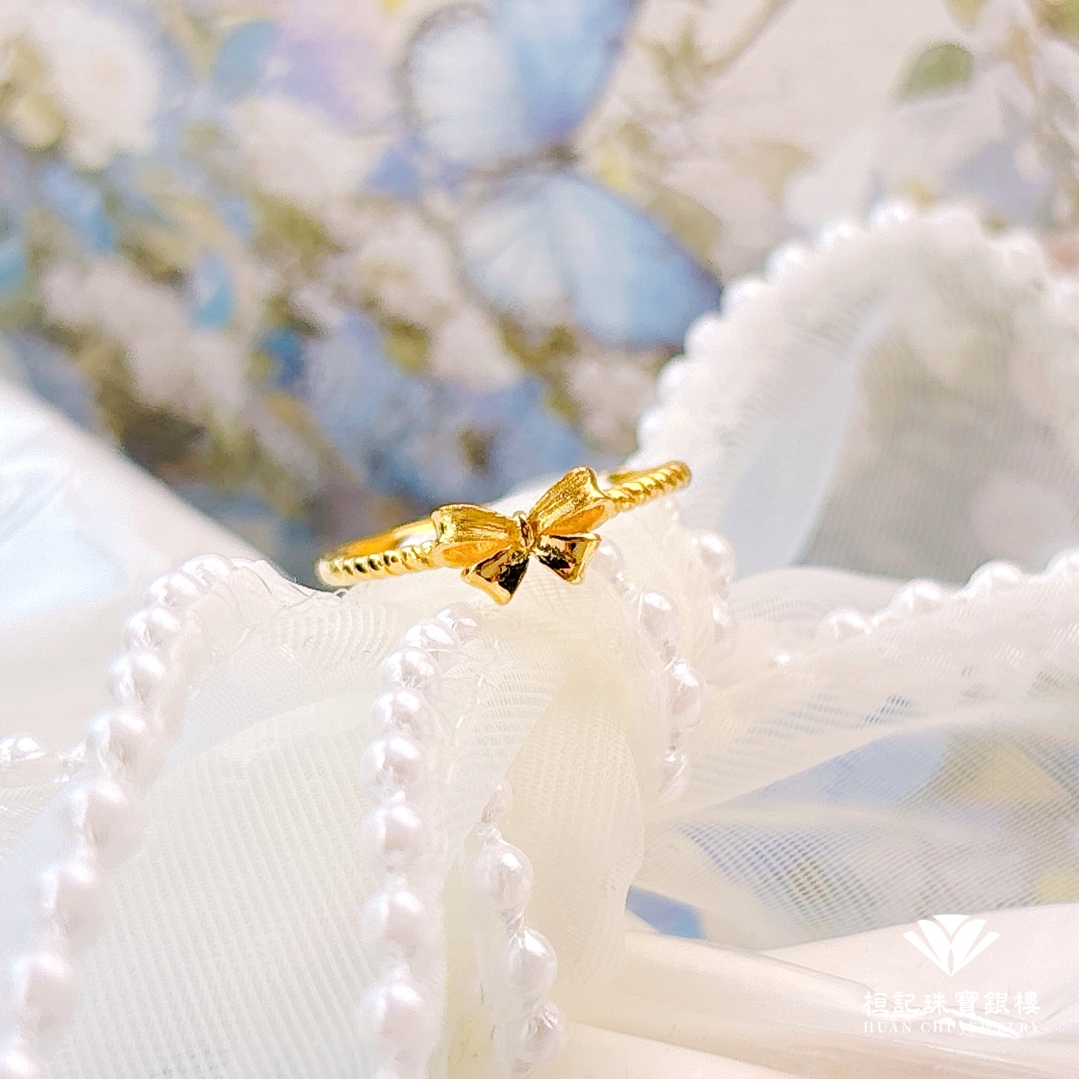 24K Gold Ring - Cute Bow Gold Ring
