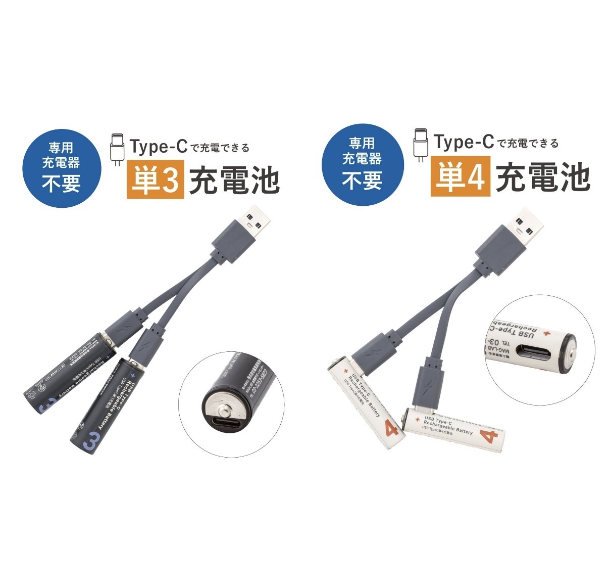 JP 3Coins Type-C 充電式鋰離子充電池 2845 2852 TK260805