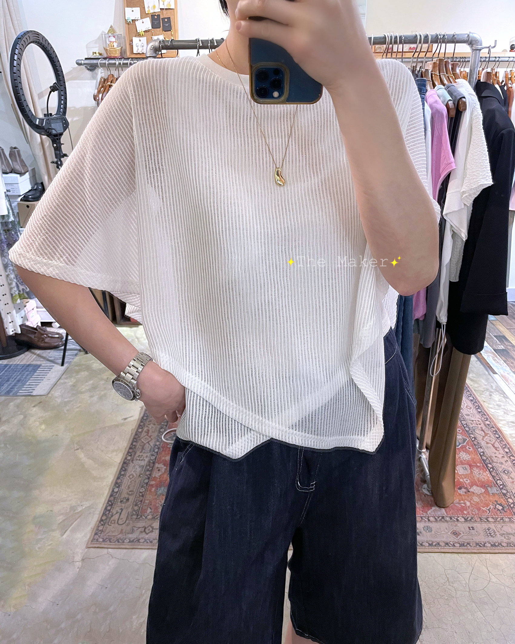 🐠 斜紋層次修腰Tee 🐠