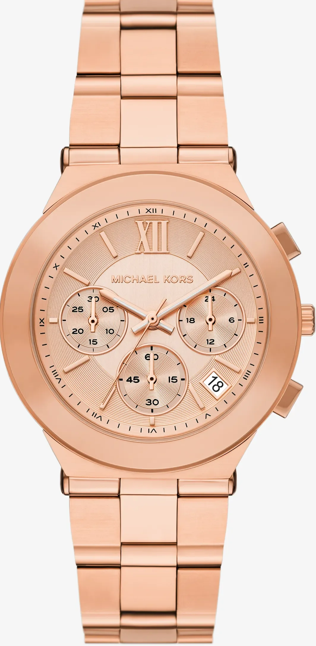 萬年鐘錶 - Michael Kors /  MK女錶  時尚玫瑰金三眼不鏽鋼女錶 MK7604 錶徑37MM