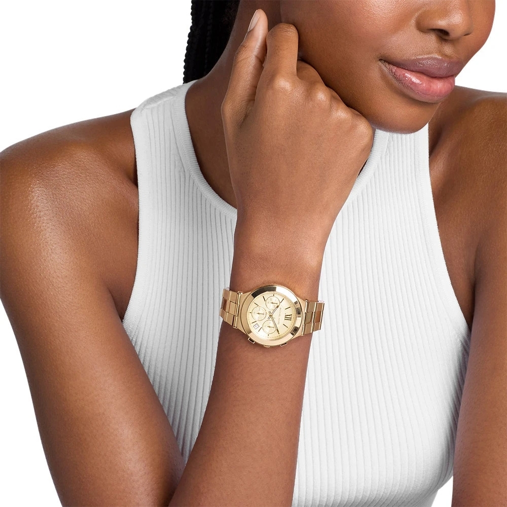 萬年鐘錶 - Michael Kors /  MK女錶  時尚金三眼不鏽鋼女錶 MK7603 錶徑37MM