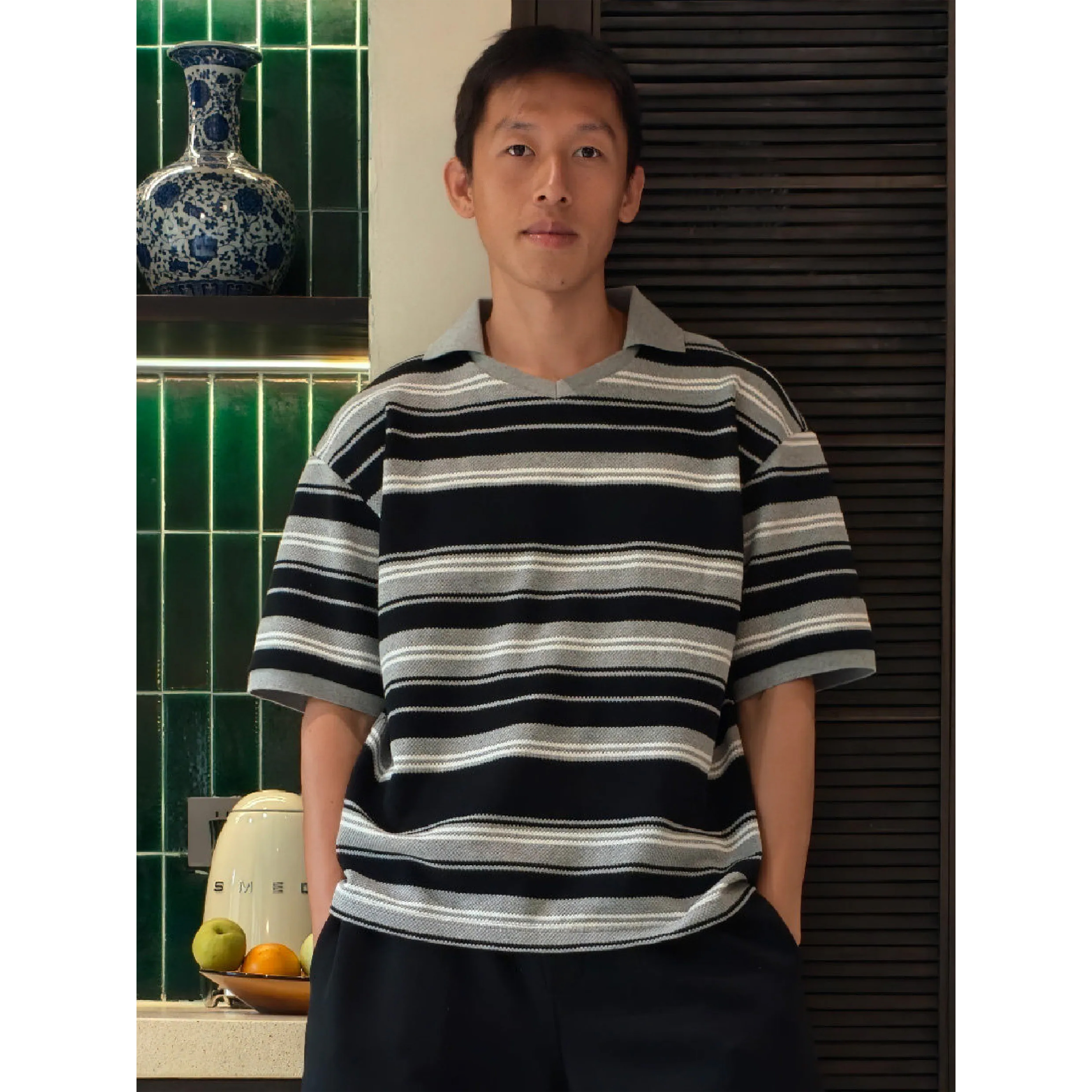 BOHRHOO Stripe Polo Shirts 足球領 條紋Polo衫 [BH1185]