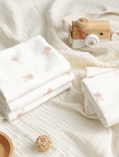 【BABY & I】Korea Cotton Large Baby Gauze - Pink Bunny [5pcs] (90×90cm)