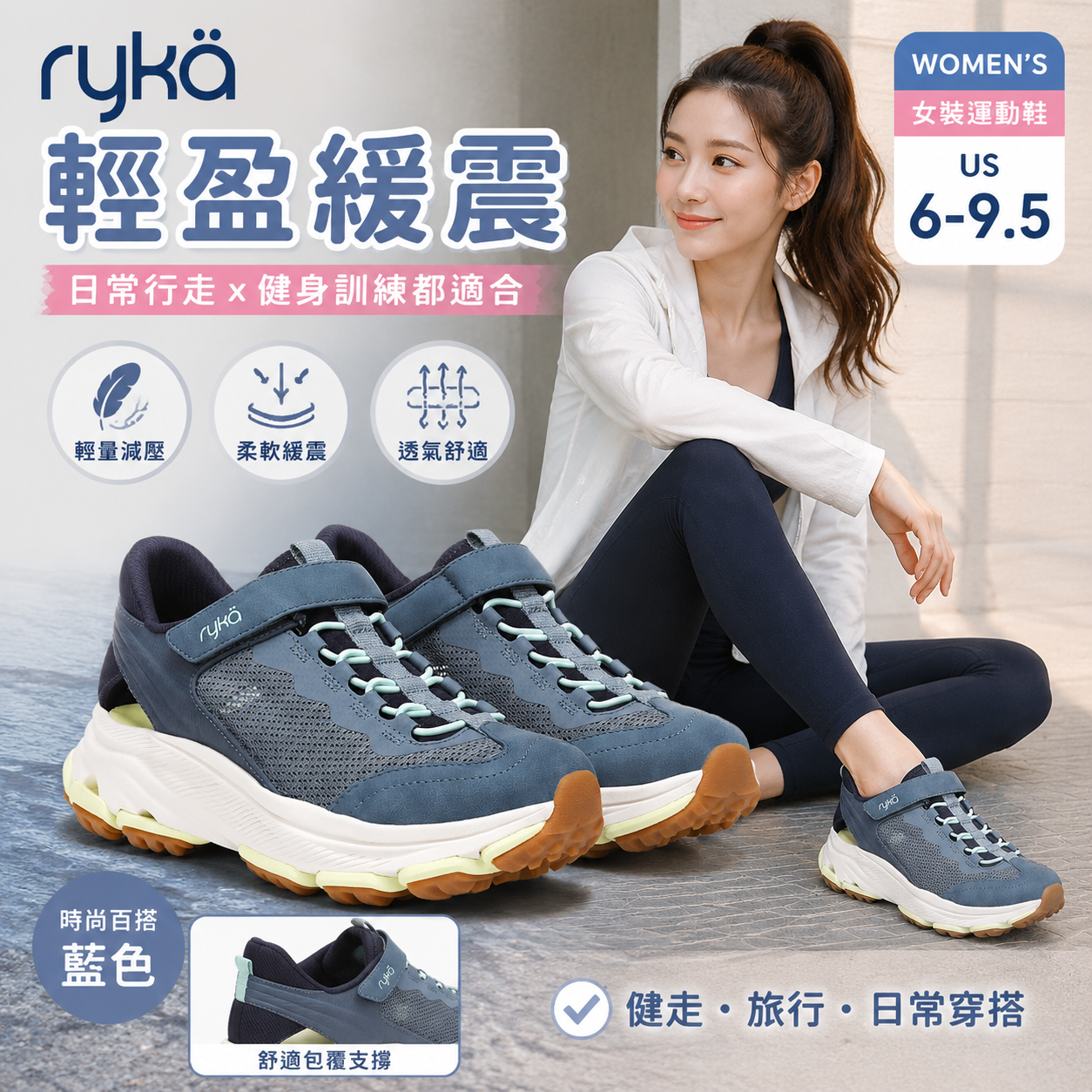 【預購】 RYKA H080608 Devo Max 女裝涉水運動鞋 (藍色)