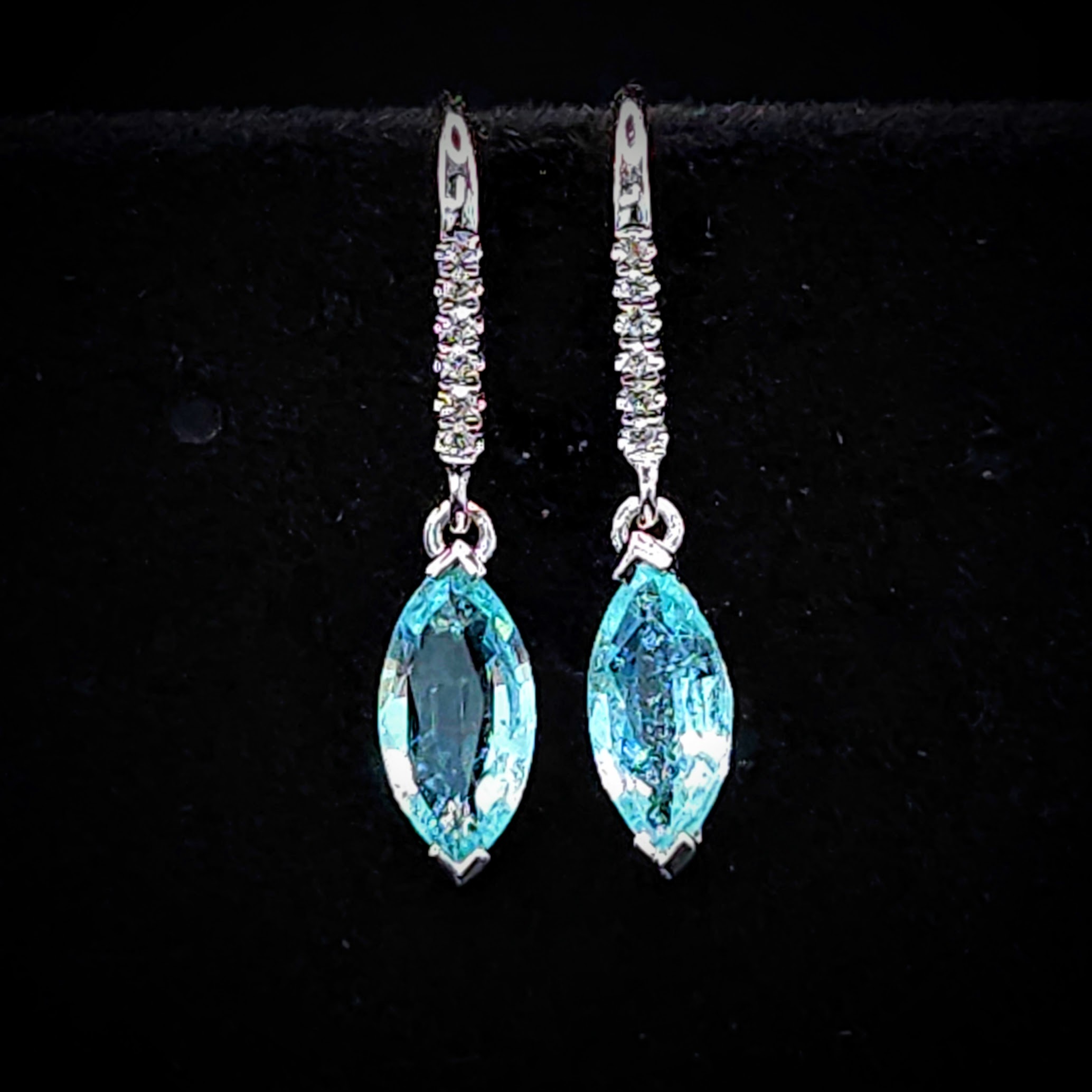 18K White Gold 0.87ct Paraiba and Diamond Earrings