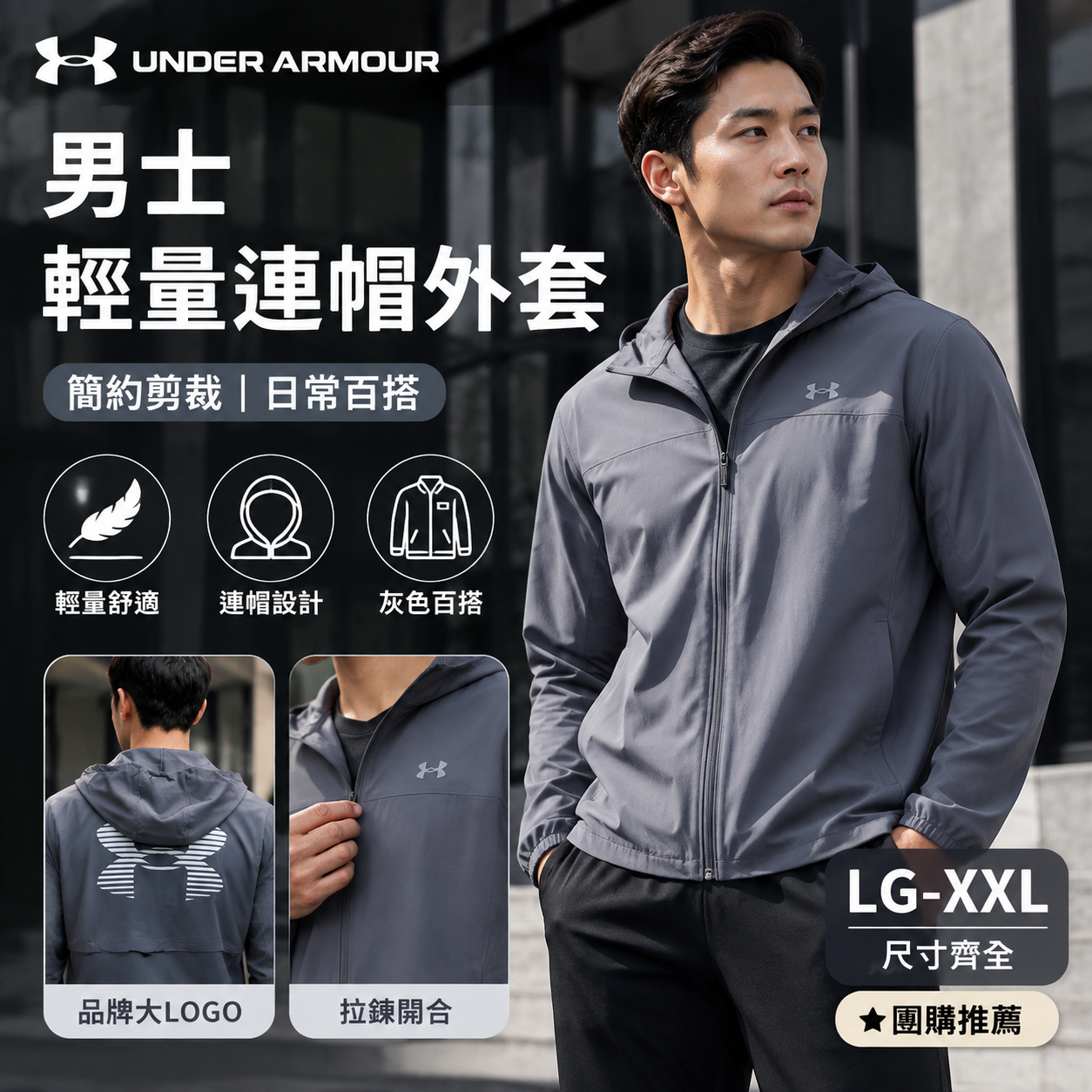 【預購】UNDER ARMOUR H080610 Velociti Pro Storm 男裝風褸 (灰色)