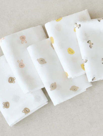 【BABY & I】Korea Cotton Large Baby Gauze - Puppies [5pcs] (90×90cm)
