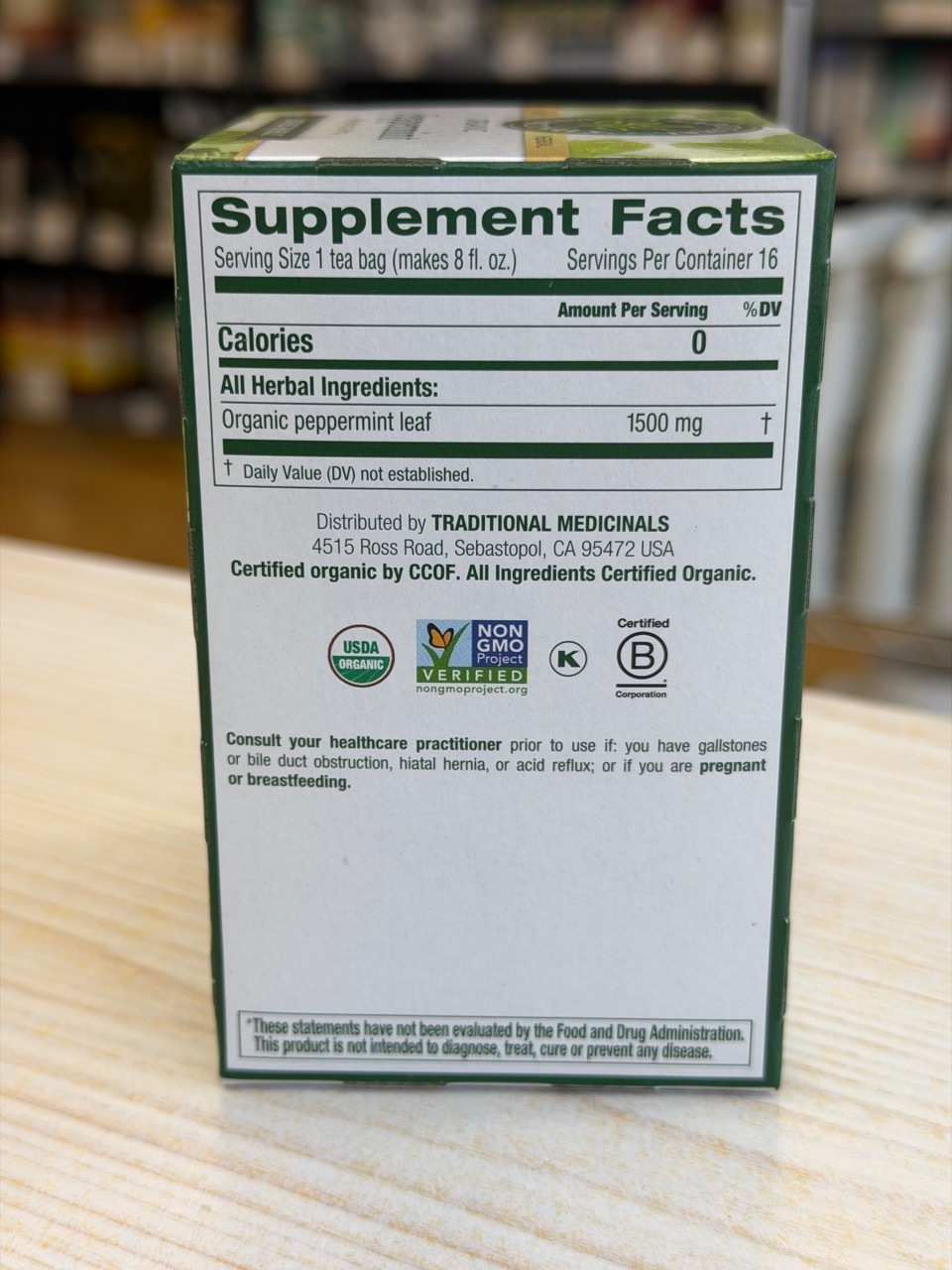 Traditional Medicinals organic peppermint tea (best before 2029/3/30)
