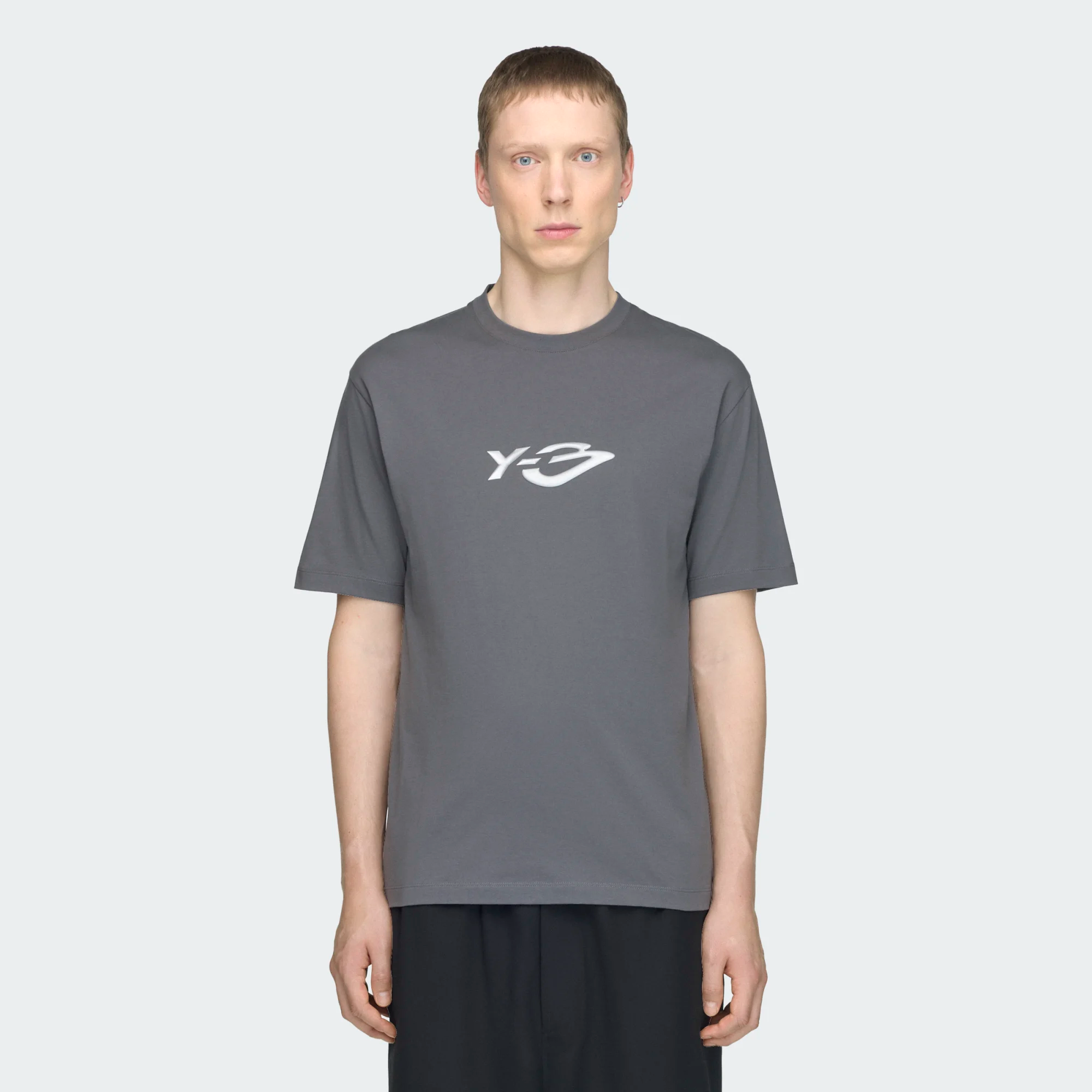 【 Y-3 LOGO LS TEE 流體LOGO短TEE - 灰 】