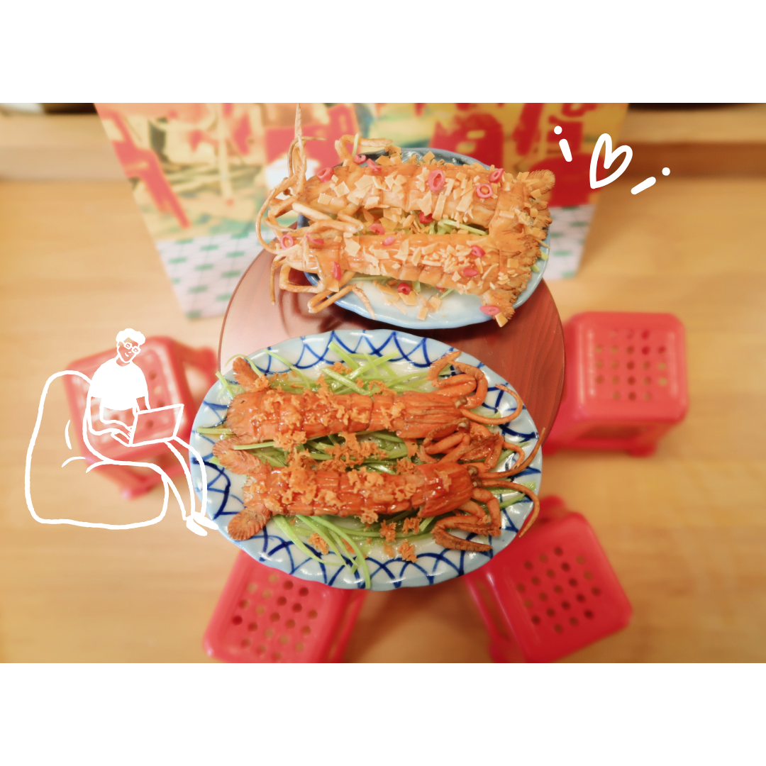 麵粉花微型食物擺設 - 避風塘瀨尿蝦