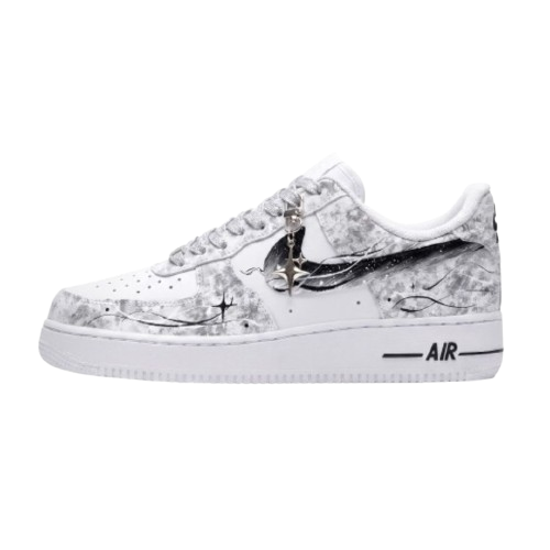 『客製商品』Nike Air Force 1 星月傳說客製化低筒板鞋 黑白灰 男鞋 TEAM2562