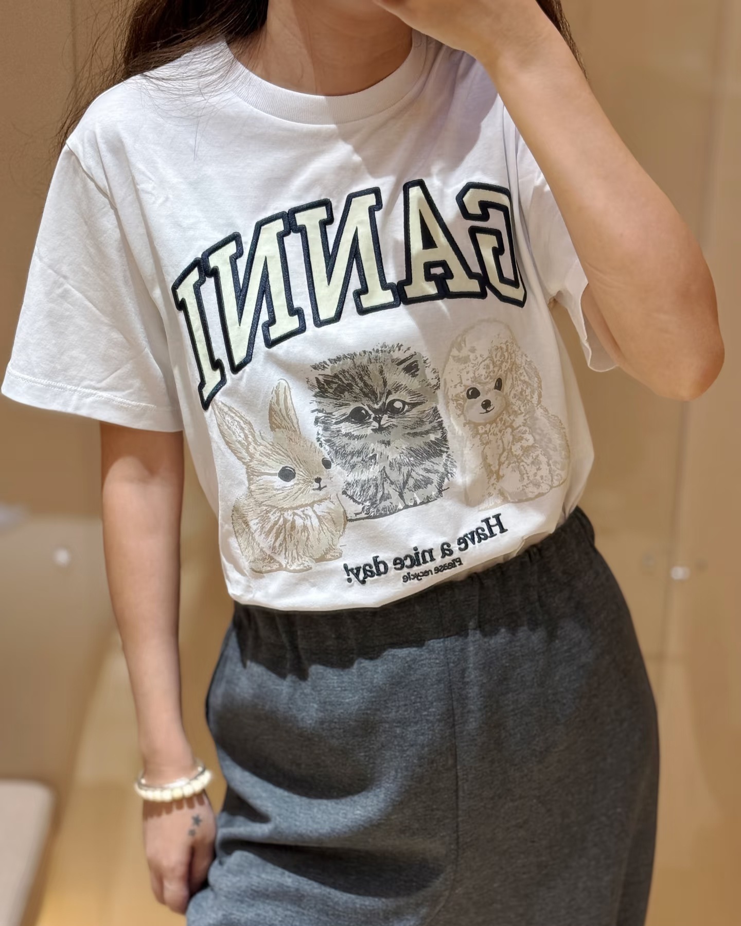 Ganni 小貓圖案 Tee 女款