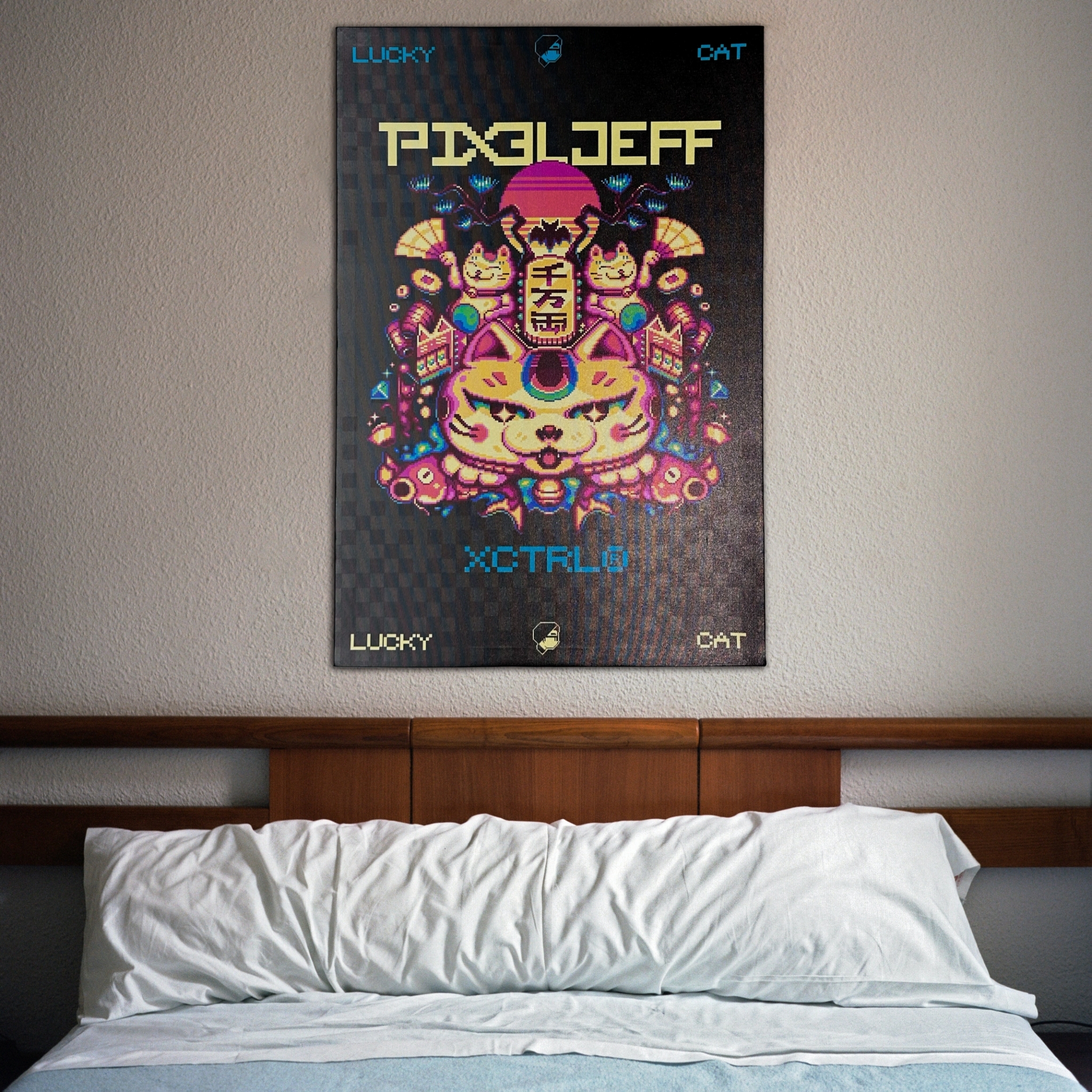 XCTRL®┃ Pixel Jeff 皮傑聯名招財貓掛畫┃居家裝飾 開運 壁畫
