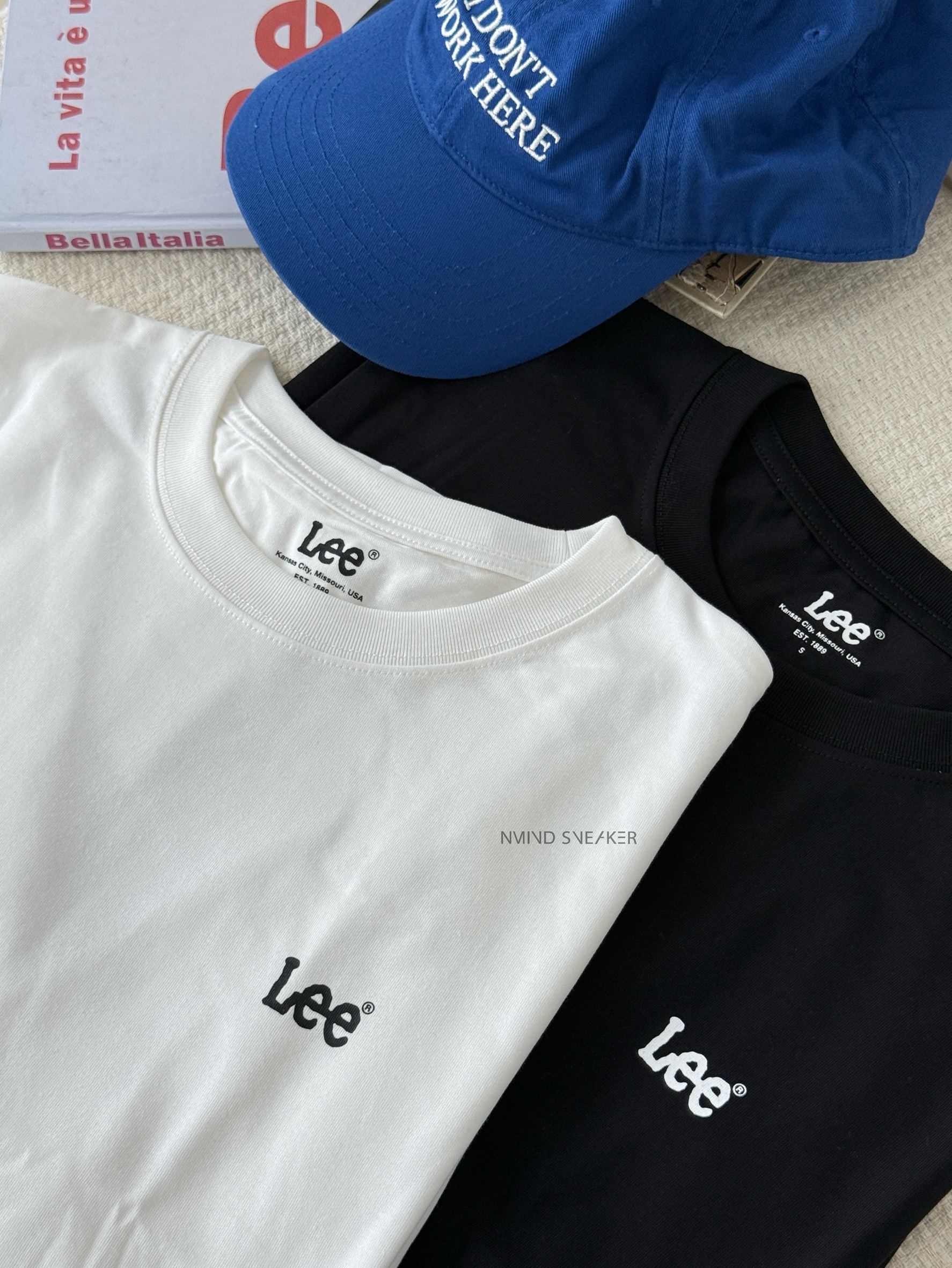 <下殺到最優惠🔥> LEE 韓版印花小LOGO 圓領T恤兩件組 黑白