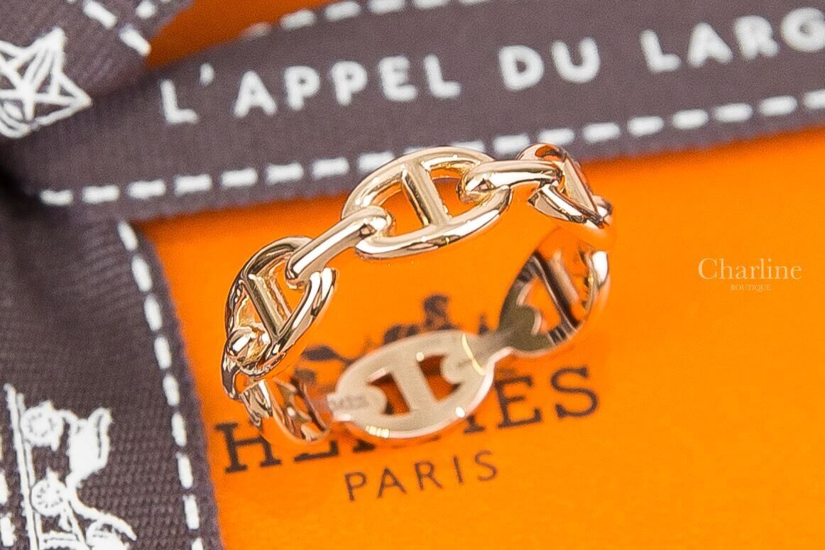 Hermès Chaine D'ancre Enchainee Ring, Small Model 玫瑰金小型θ金飾戒指
