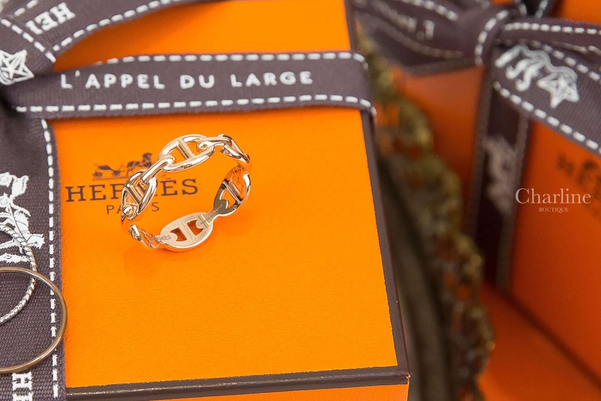 Hermès Chaine D'ancre Enchainee Ring, Small Model 玫瑰金小型θ金飾戒指-Charline Boutique 精品代購