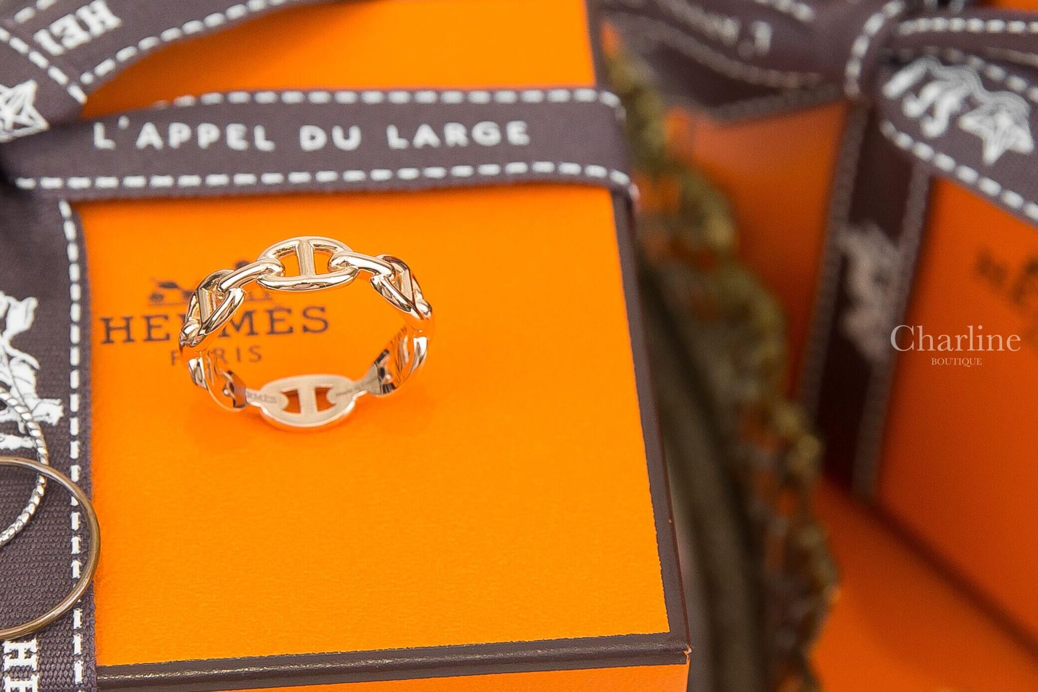 Hermès Chaine D'ancre Enchainee Ring, Small Model 玫瑰金小型θ金飾戒指-Charline Boutique 精品代購
