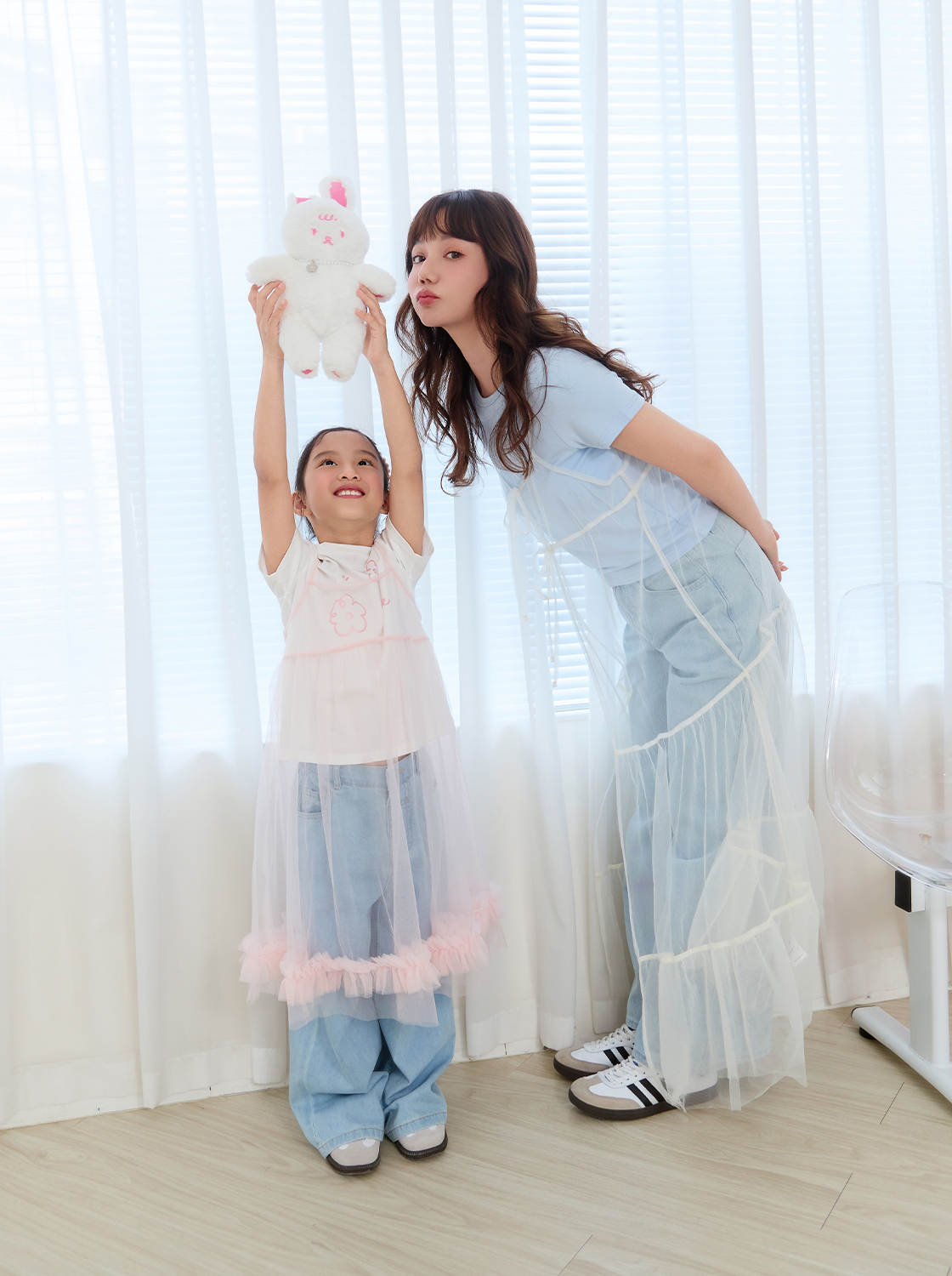 軟軟兔小花T附紗兩件組【童裝】【親子裝】