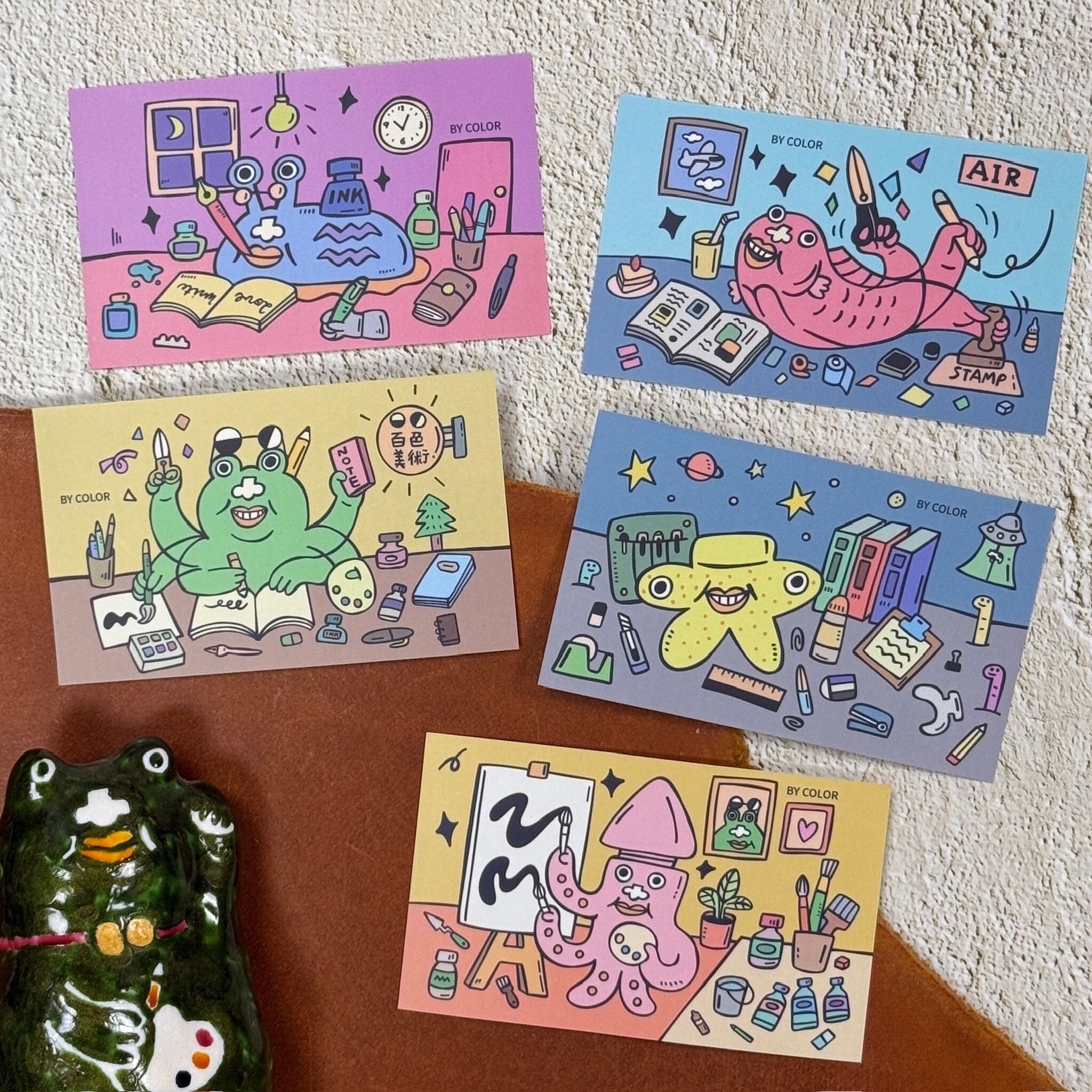 百色蛙與他的夥伴 名片貼紙｜百色美術