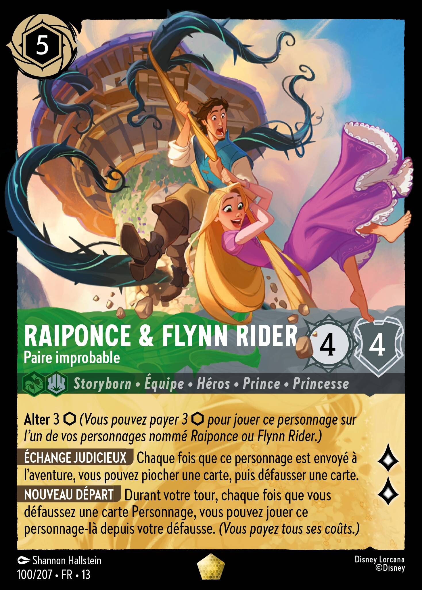 Attack of the Vine! - 100/207 Rapunzel & Flynn Rider - Unlikely Pair (Foil) L