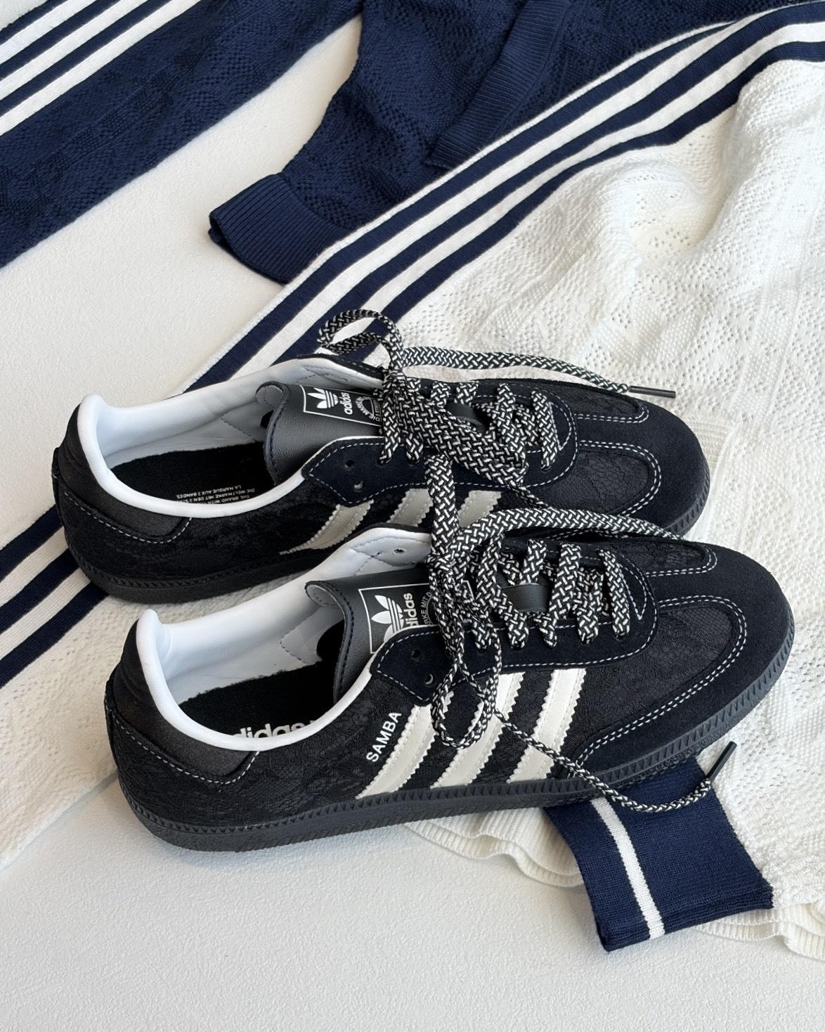 ADIDAS SAMBA OG 蕾絲黑奶油 黑色 米白 復古 德訓鞋 女鞋 KH7842 / 預購