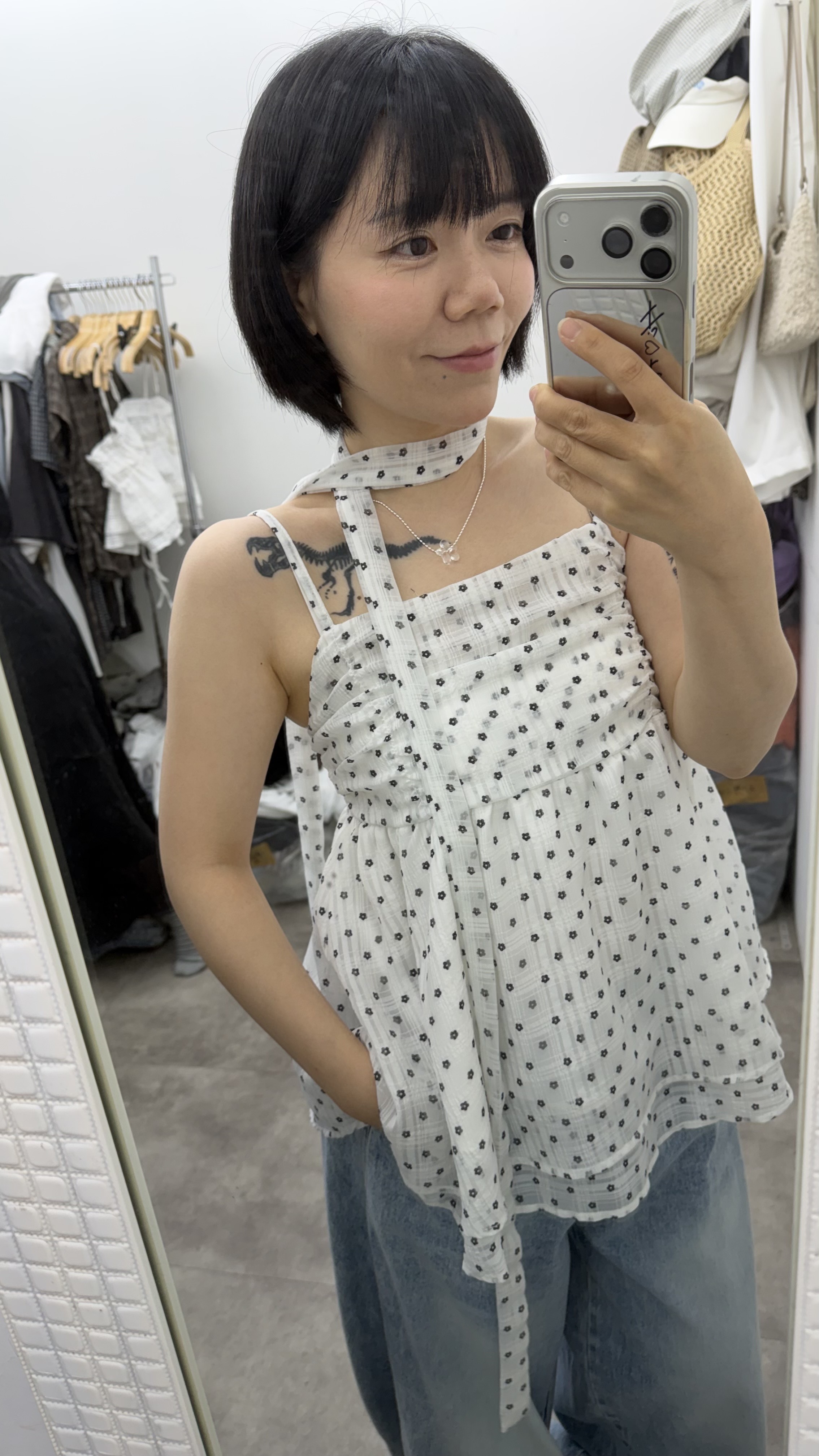 日系絕美!!!小花綁帶+背心(彈性很好喔!