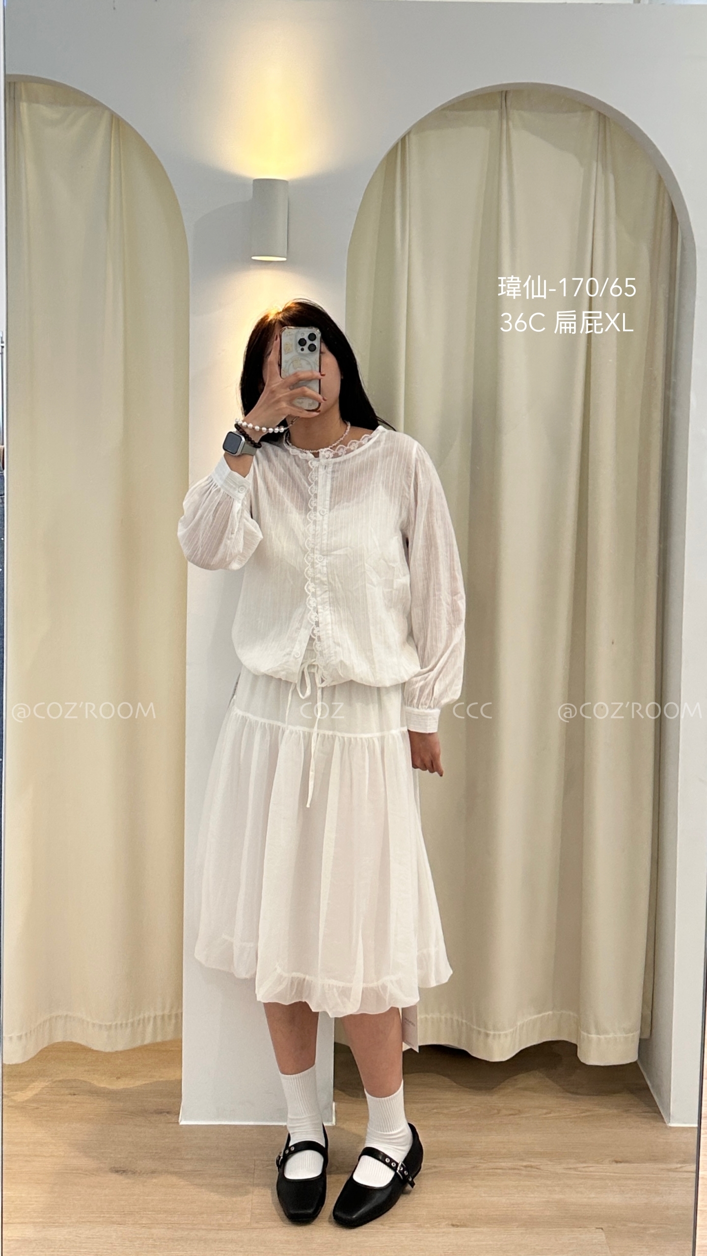 (樣板) 仙女的漂亮雪紡紗5分裙 (3色) _2091