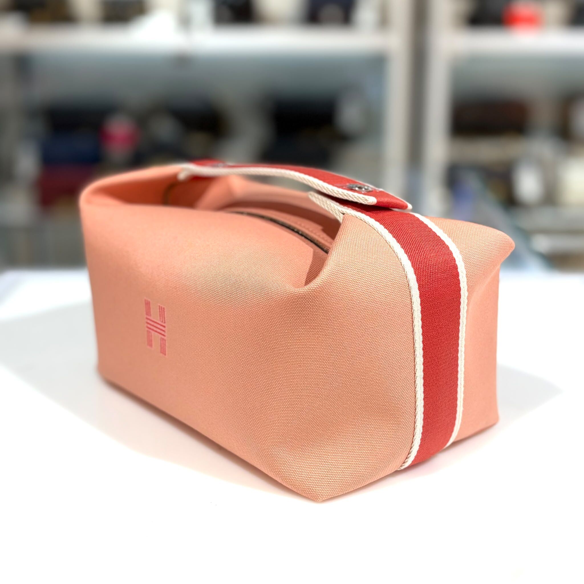 全新陳列品!!! HERMES 飯盒包, 大碼,珊瑚粉帆布, Bride-a-Brac, #BRAND NEW #香榭站正品