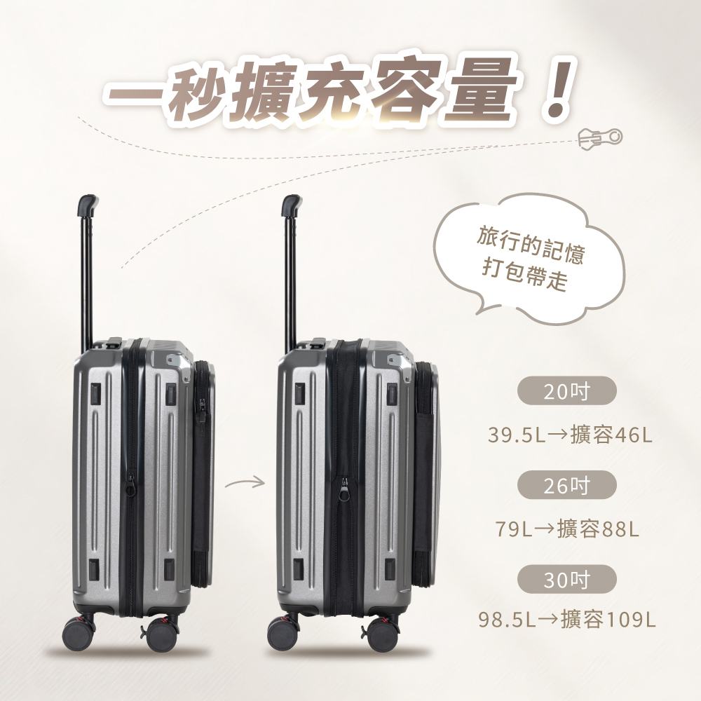 Nareca娜芮家】胖樽前開式行李箱/旅行箱FATNANA