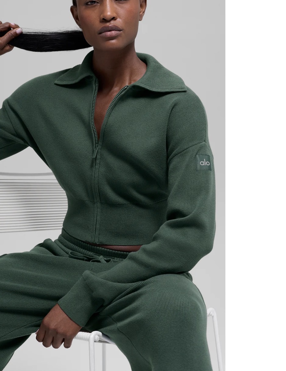 【4色入】Alo Yoga Scholar Knit Cropped Full Zip Jacket (Limited Colour)