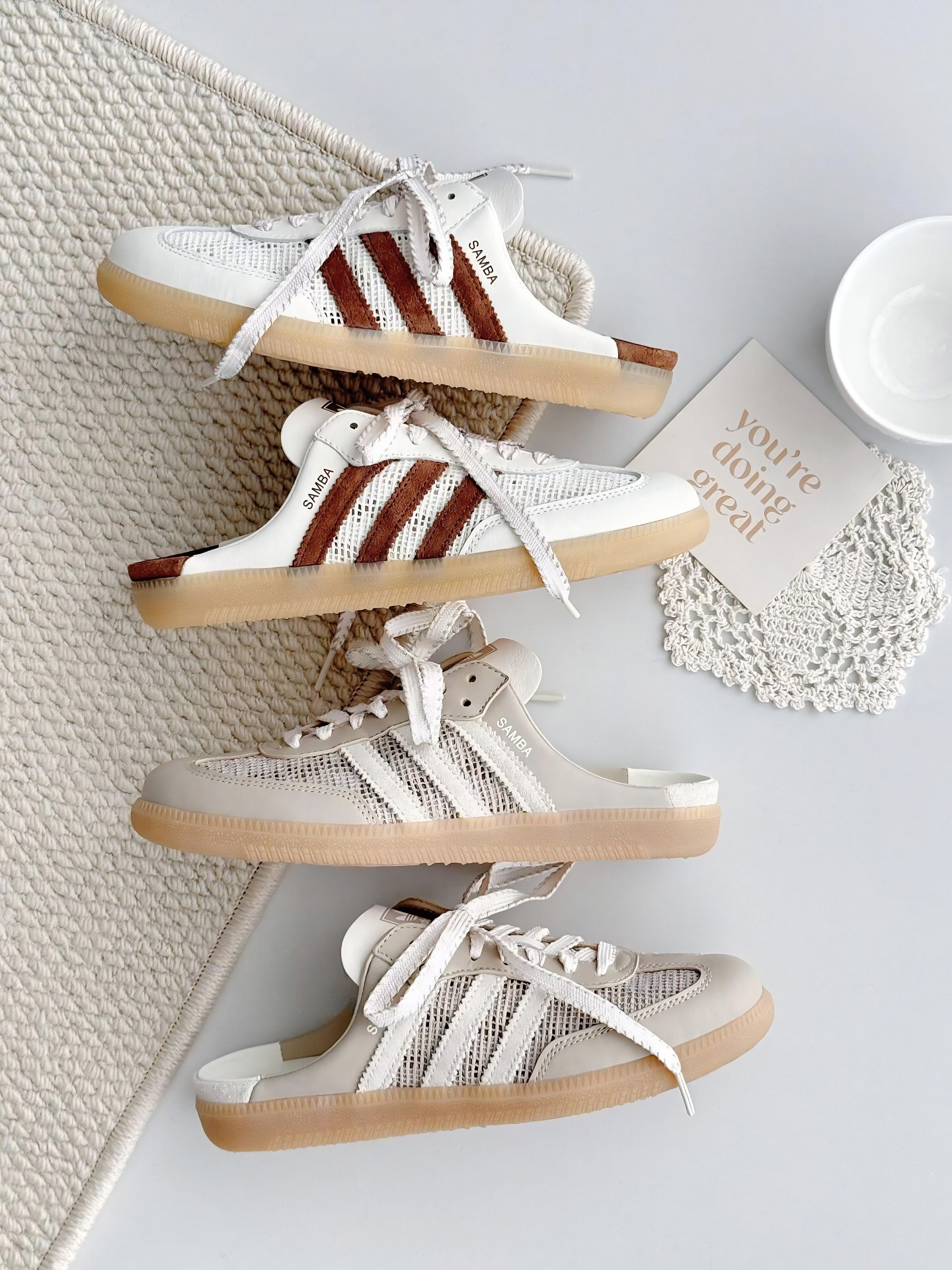 <現貨>ADIDAS ORIGINAL SAMBA MULE 奶油 可可  棕紅/奶茶 奶糖底 編織設計 穆勒鞋 懶人鞋 拖鞋 涼鞋 女鞋 HP5050 / HP5051