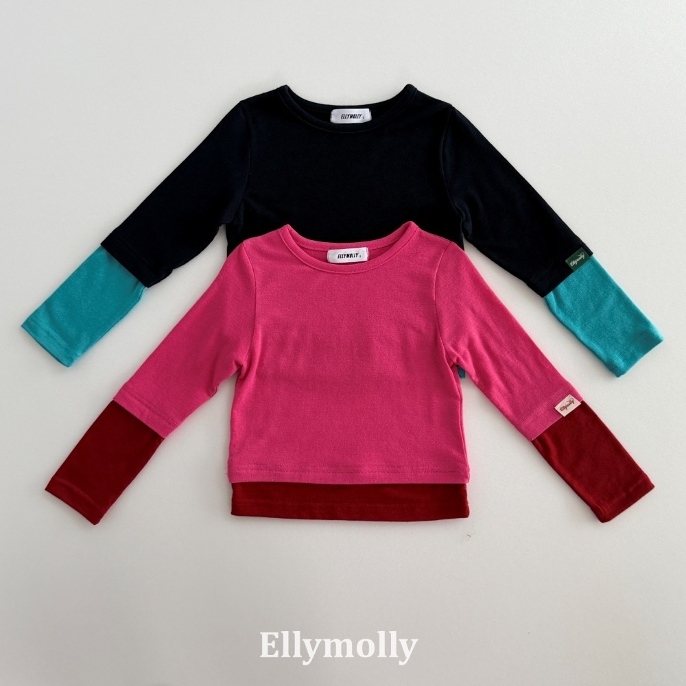 Ellymolly 撞色假兩件 tee / 2色